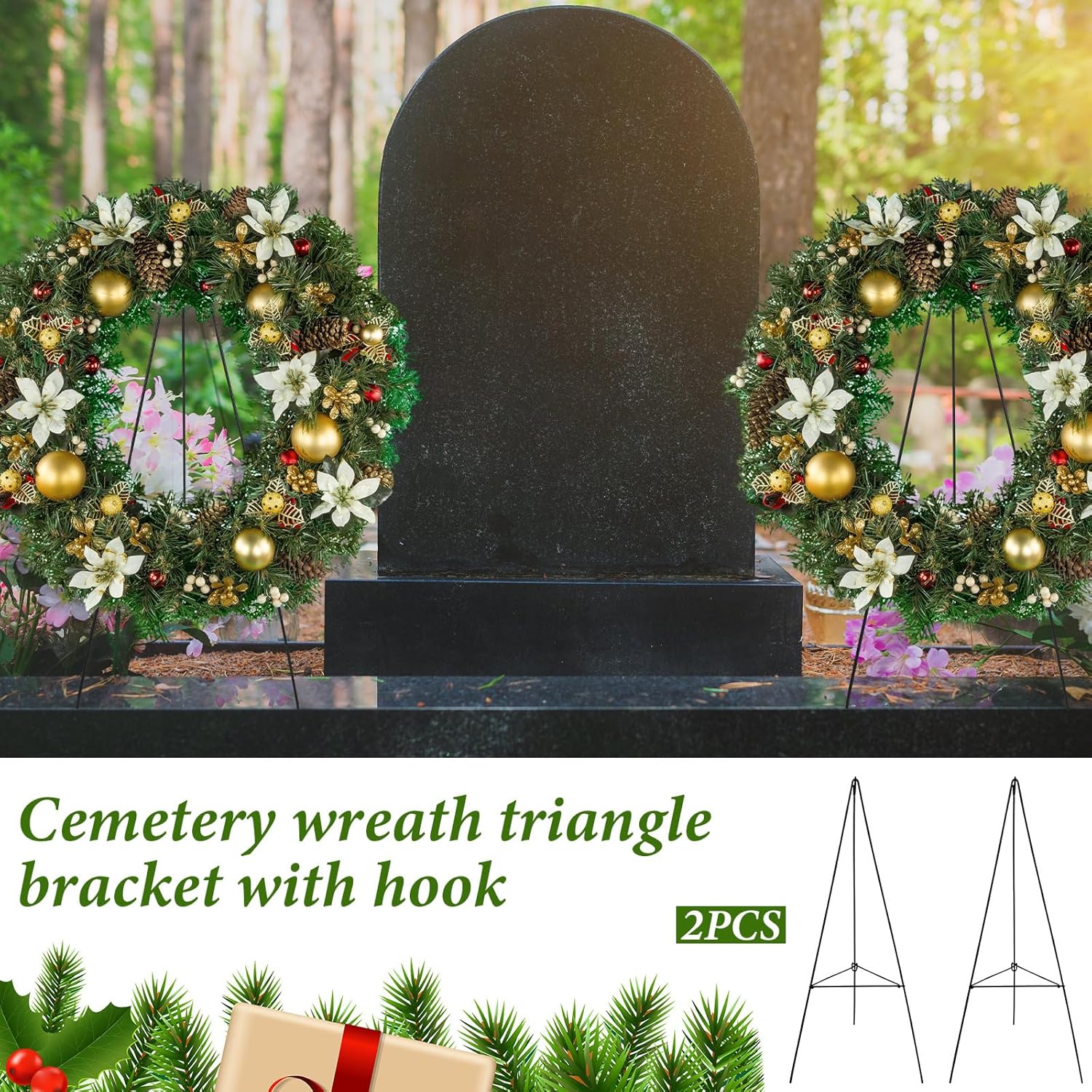 Soaoo Wreath Stand for Grave Marker 30 Inch Metal Easel