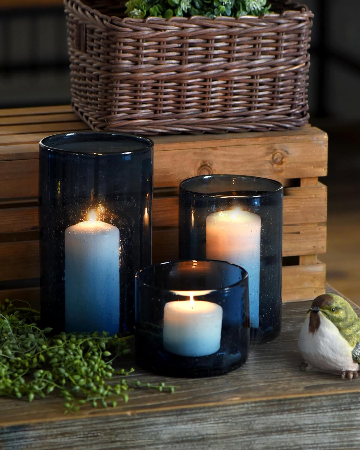 ARIAMOTION Glass Hurricane Candle Holders Set of 3