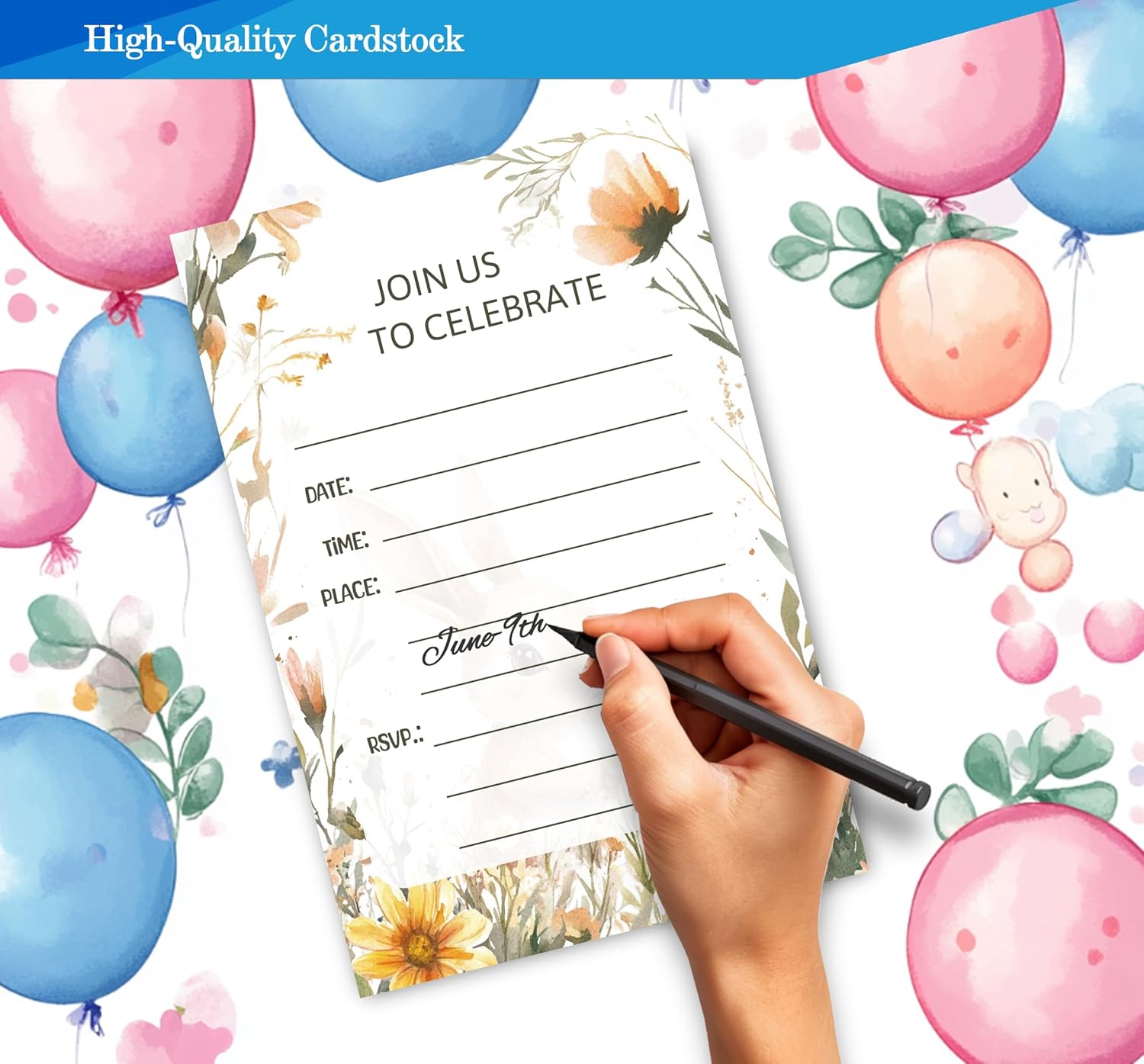Fablus Birthday Invitations Girls 4x6 Inches 30 Sets with Envelopes
