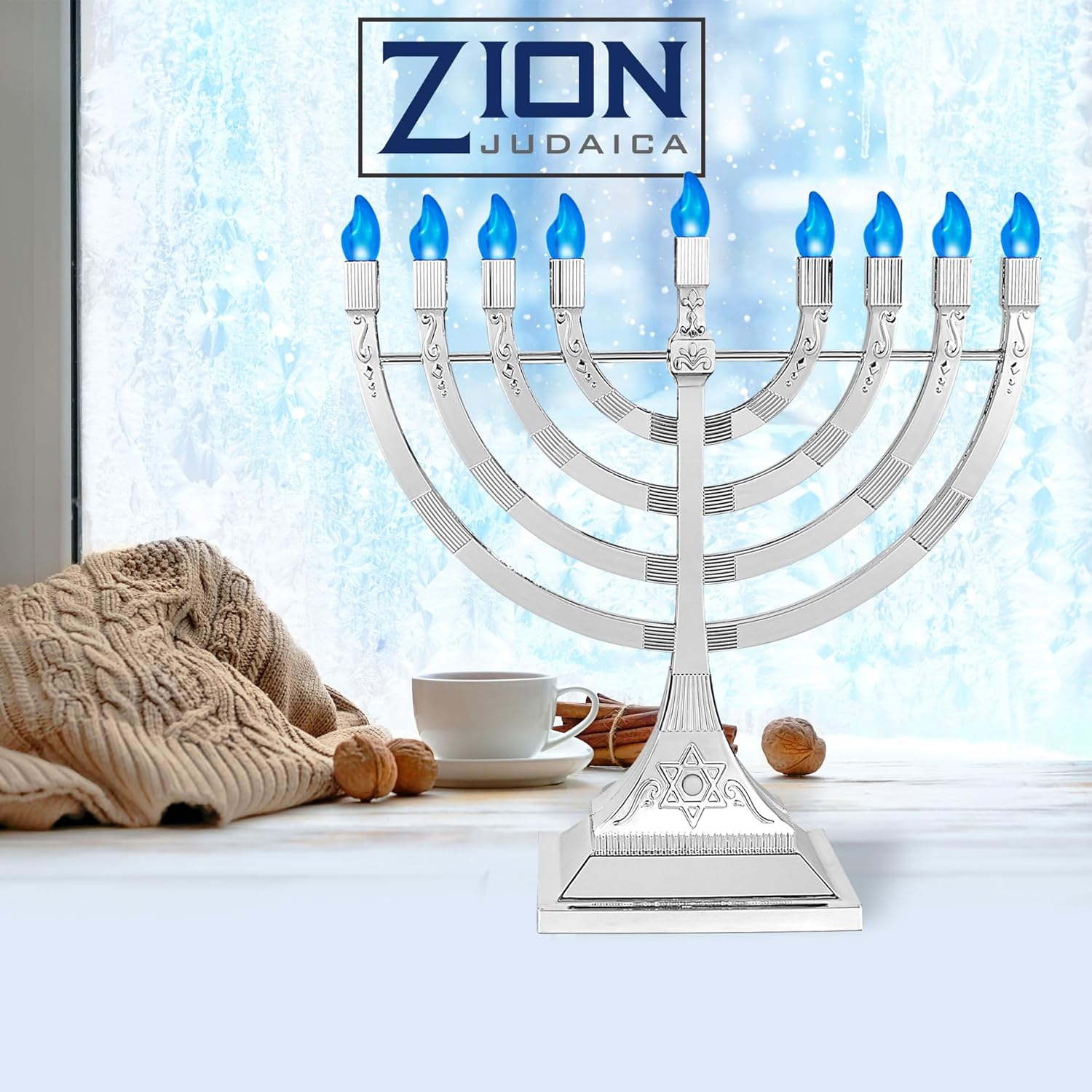 Zion Judaica 12 Inch Chanukah Menorah LED USB Powered