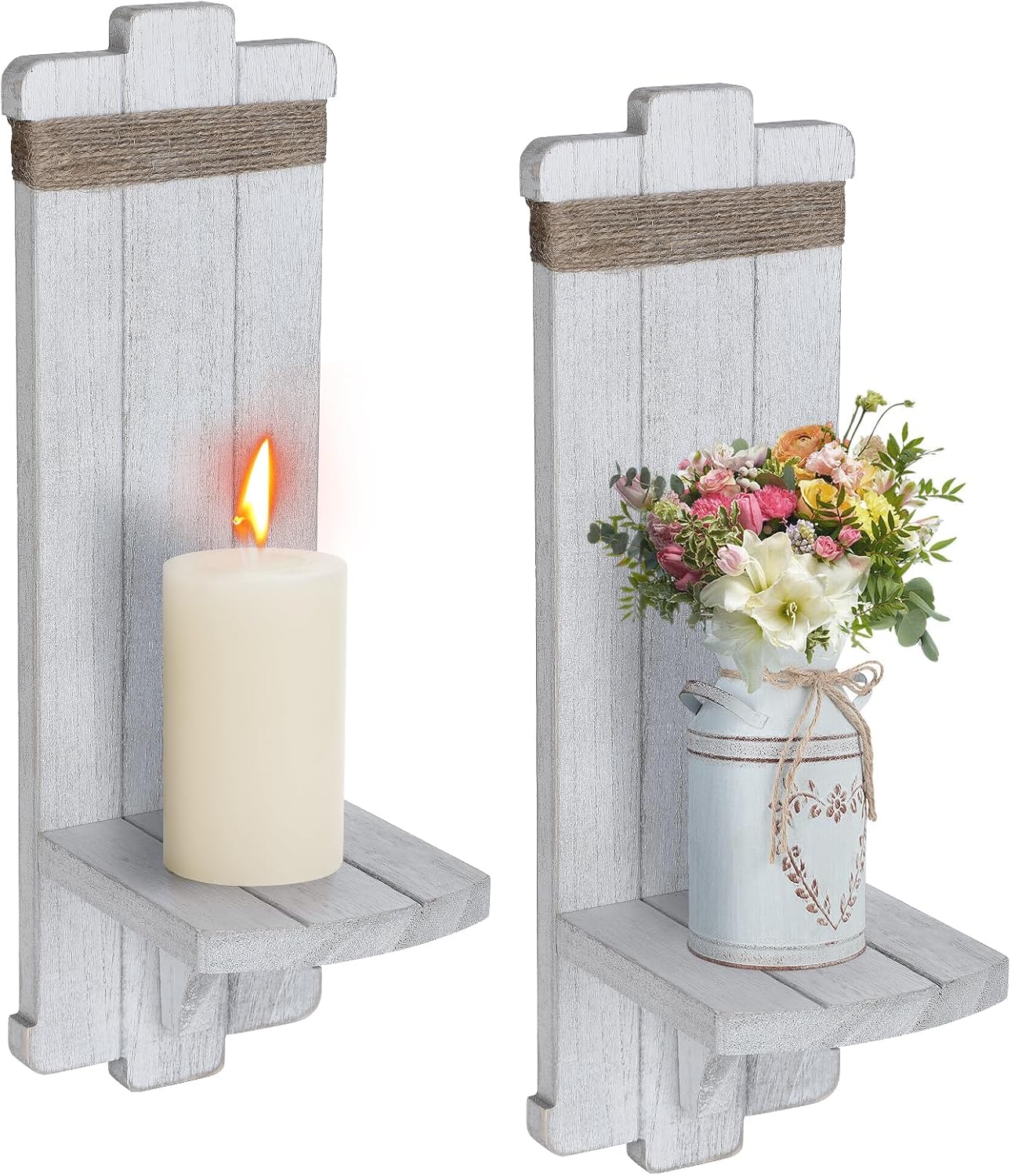 Alphatool Farmhouse Wall Decor Candle Sconces 2 Pcs