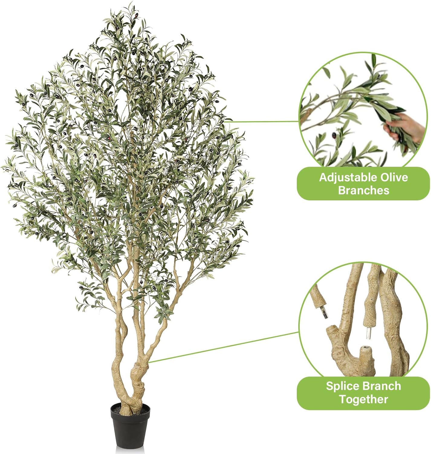 Realead 8ft Artificial Olive Tree with Realistic Leaves and Olives