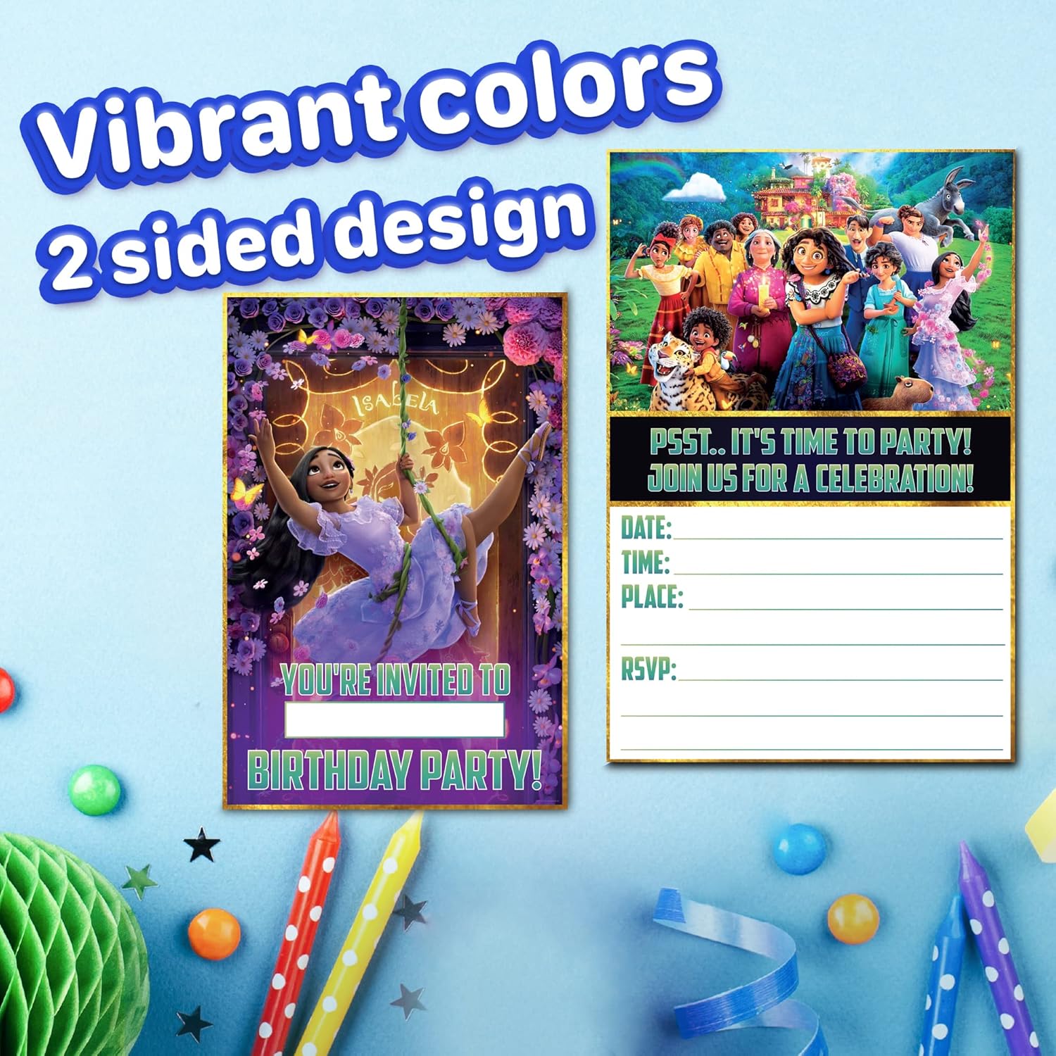 20 Piece Magical Family Birthday Invite Set - Lightweight Vibrant Easy to Fill