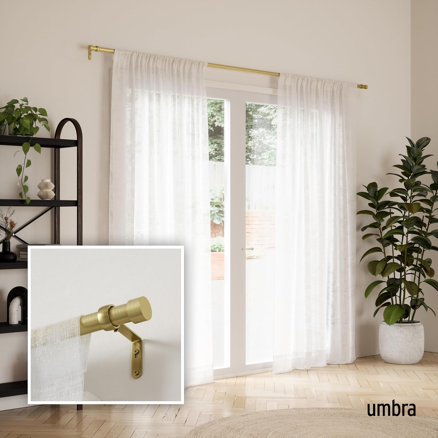 Umbra Cappa Curtain Rod 1 Inch 66 to 120 Inches