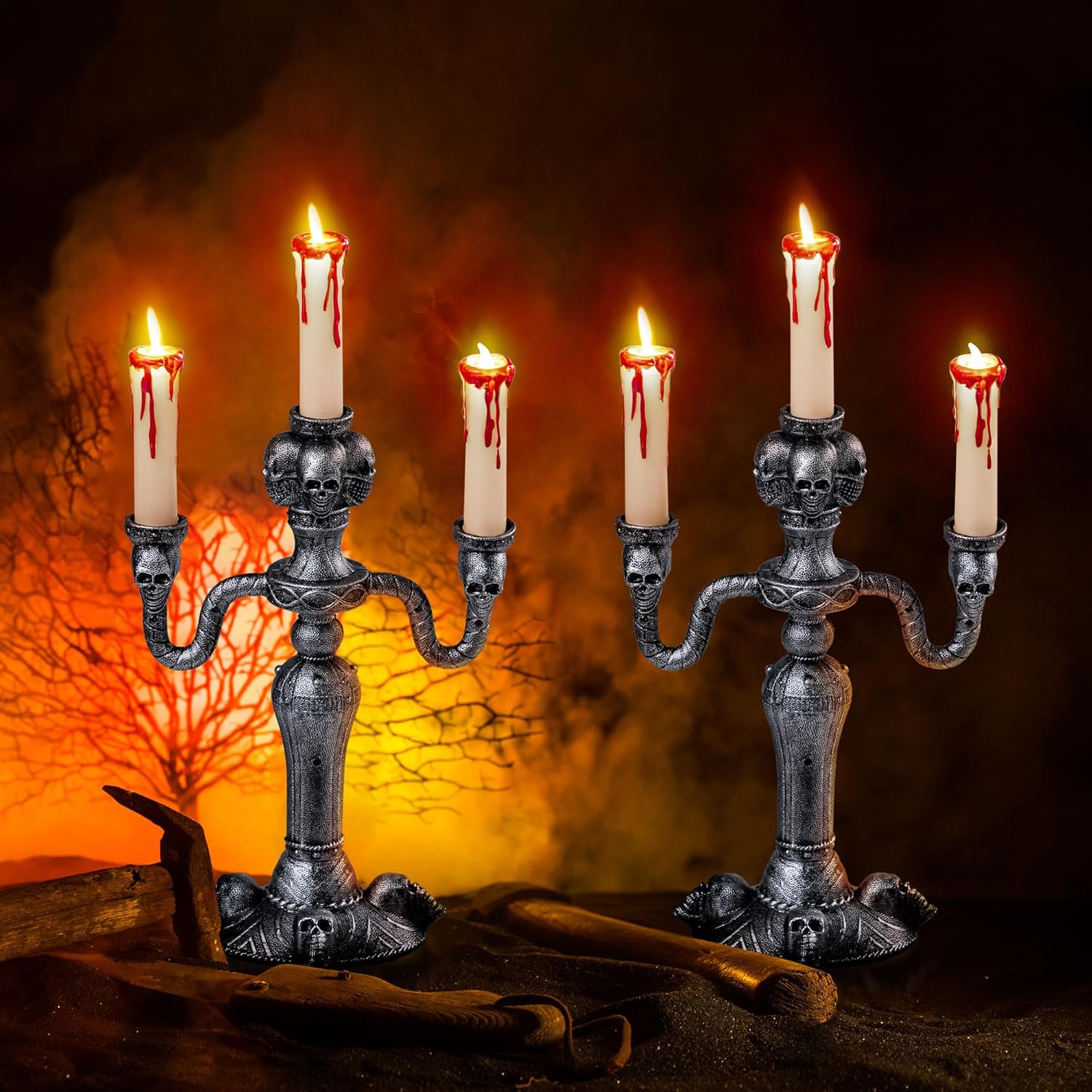 JOYIN 2 Pcs LED Candelabra Halloween Decorations