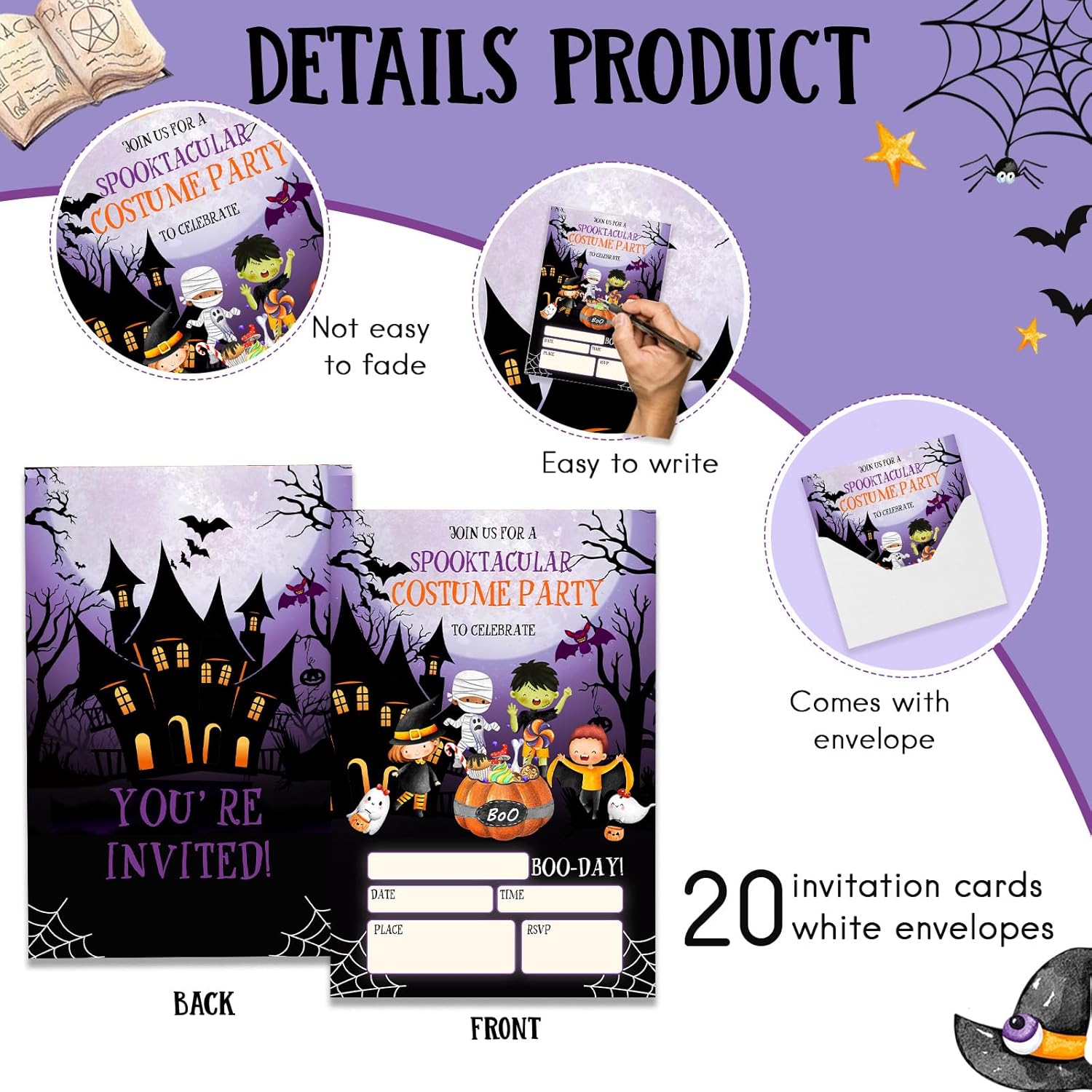 Halloween Party Invitations Cards with Envelopes
