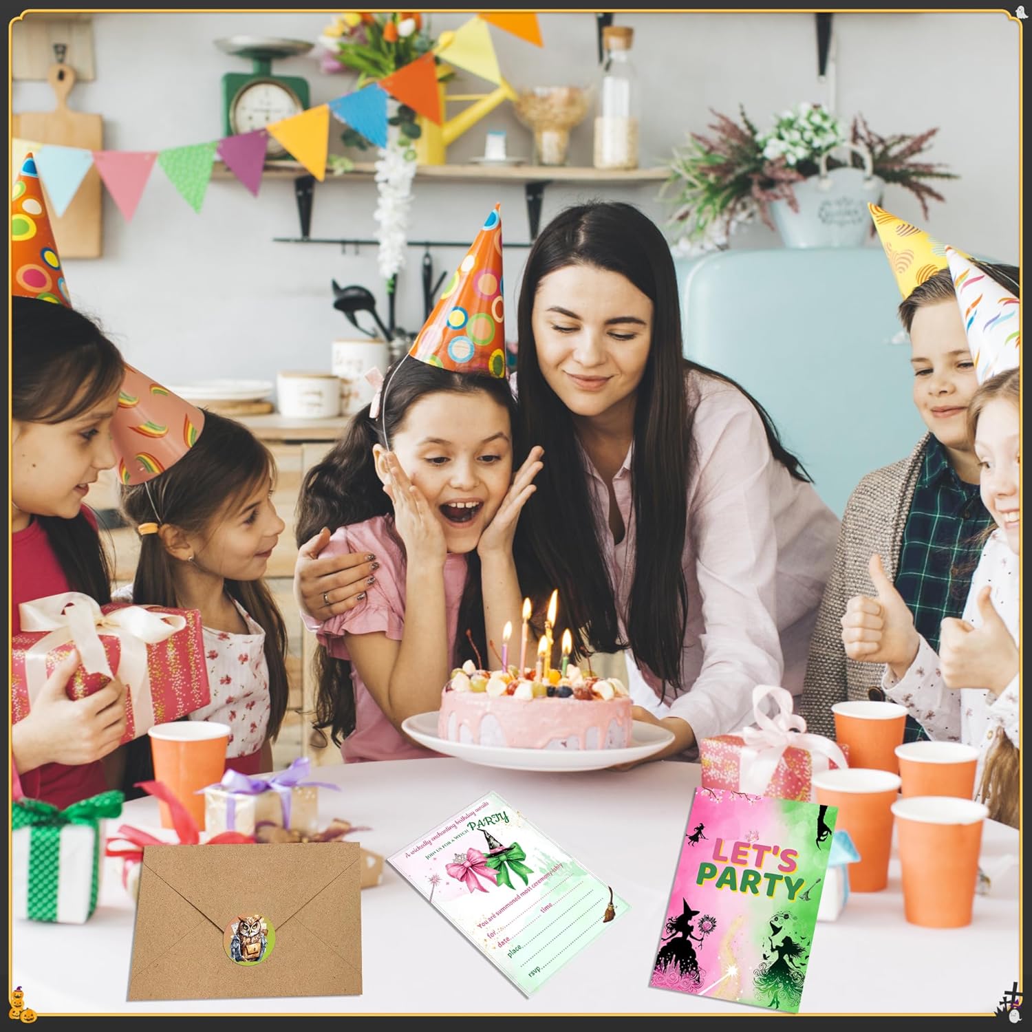 15 Witch Themed Birthday Party Invitations Set