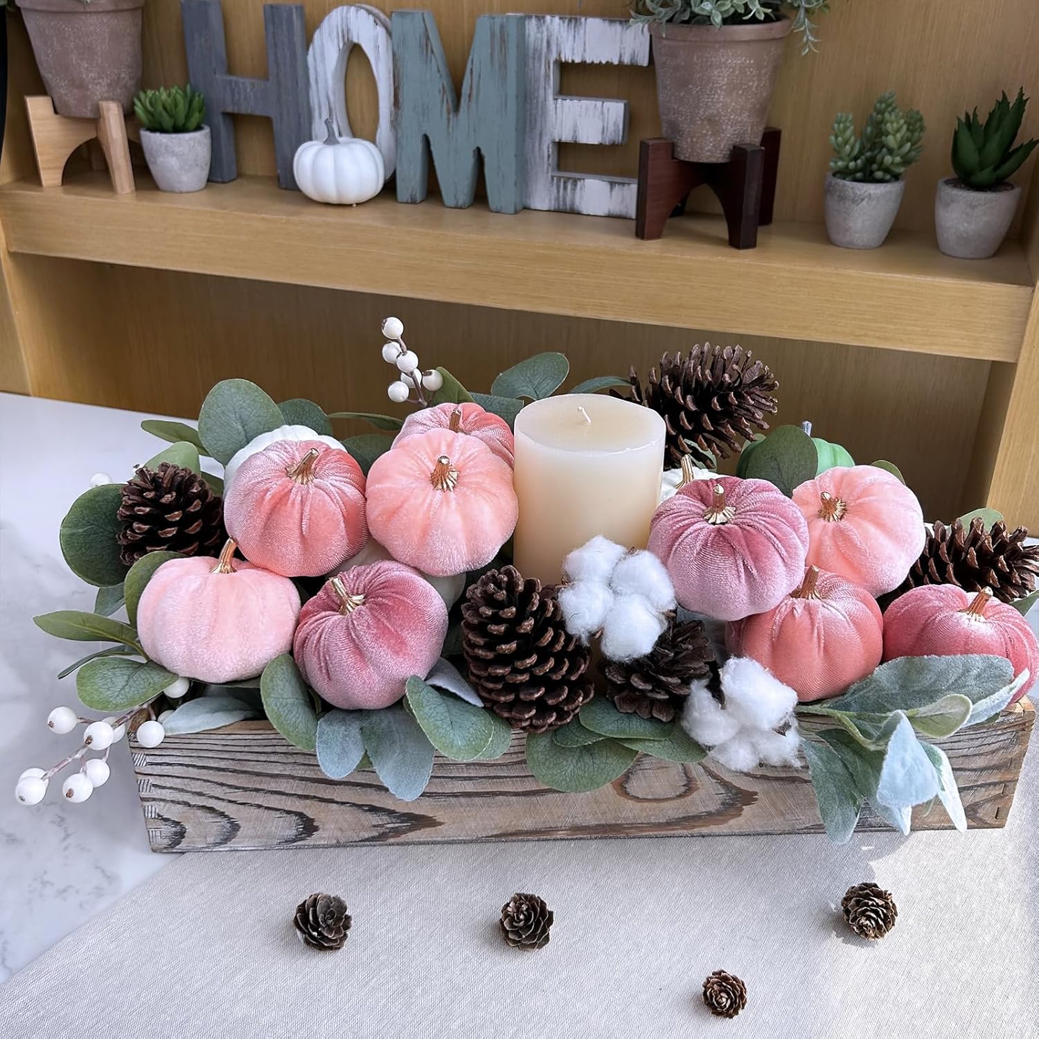 Winlyn 12 Pcs Small Velvet Pumpkin Decor Set