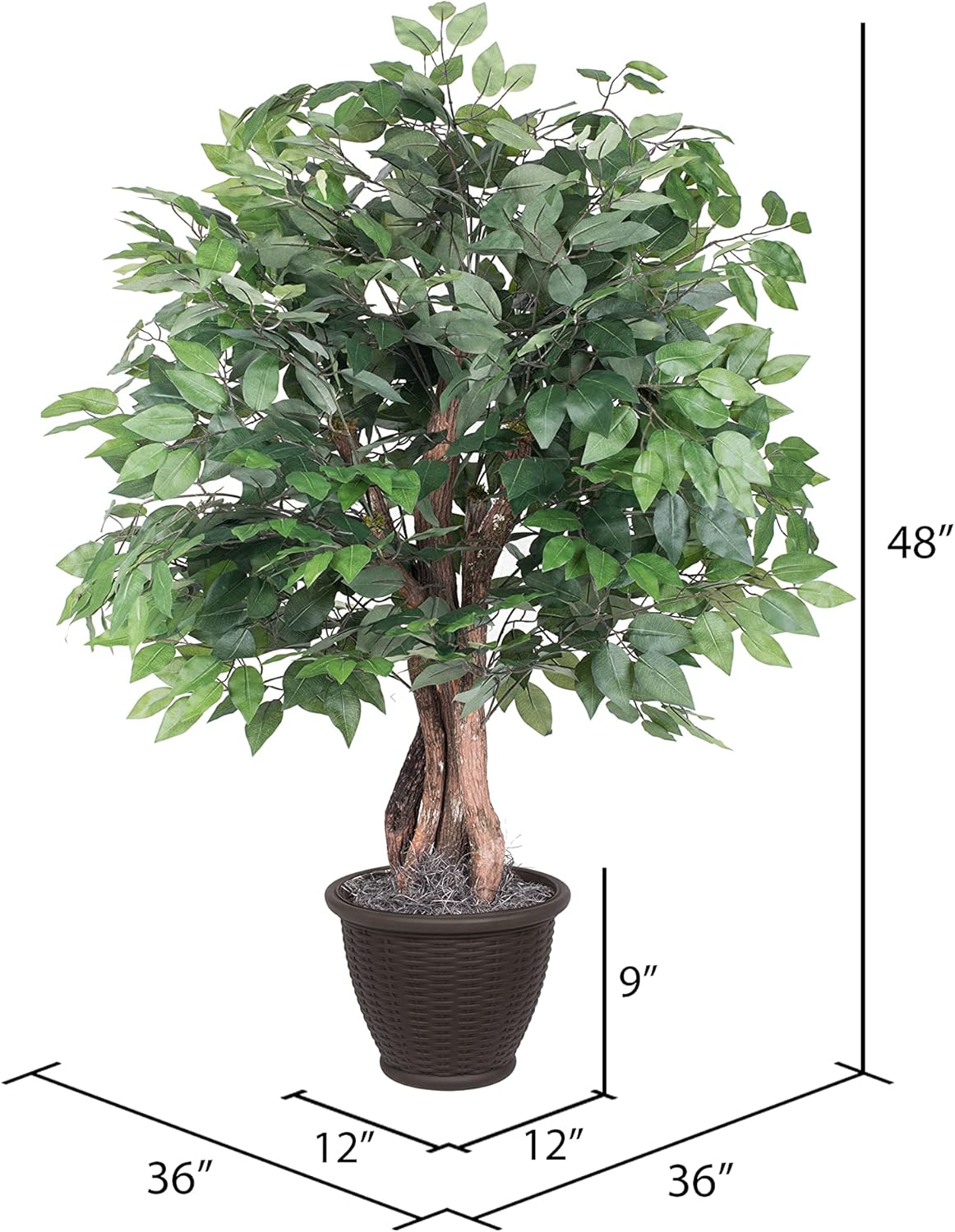 Vickerman 4 Foot Artificial Ficus Bush with Container