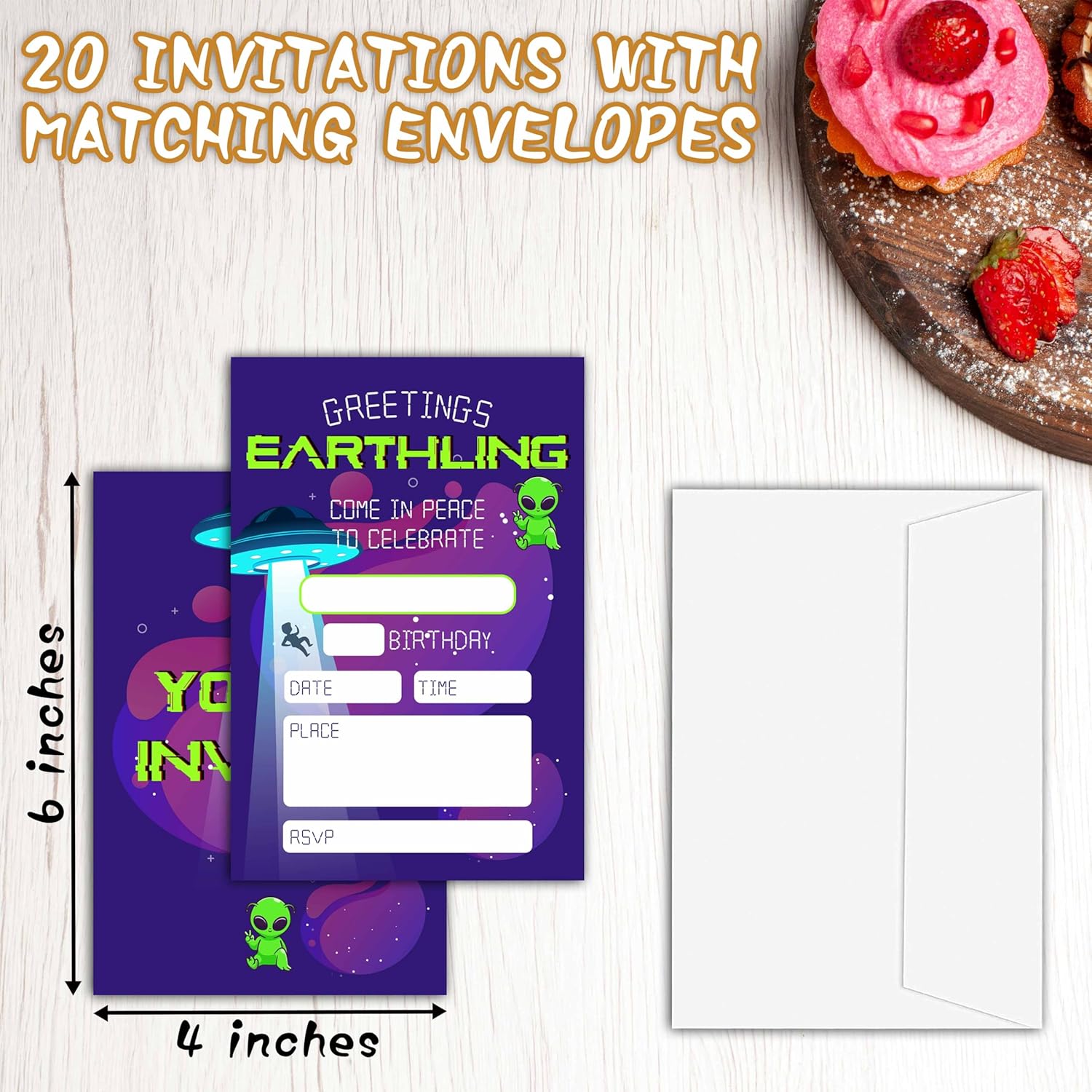 Alien Birthday Invitations 20 Piece Set