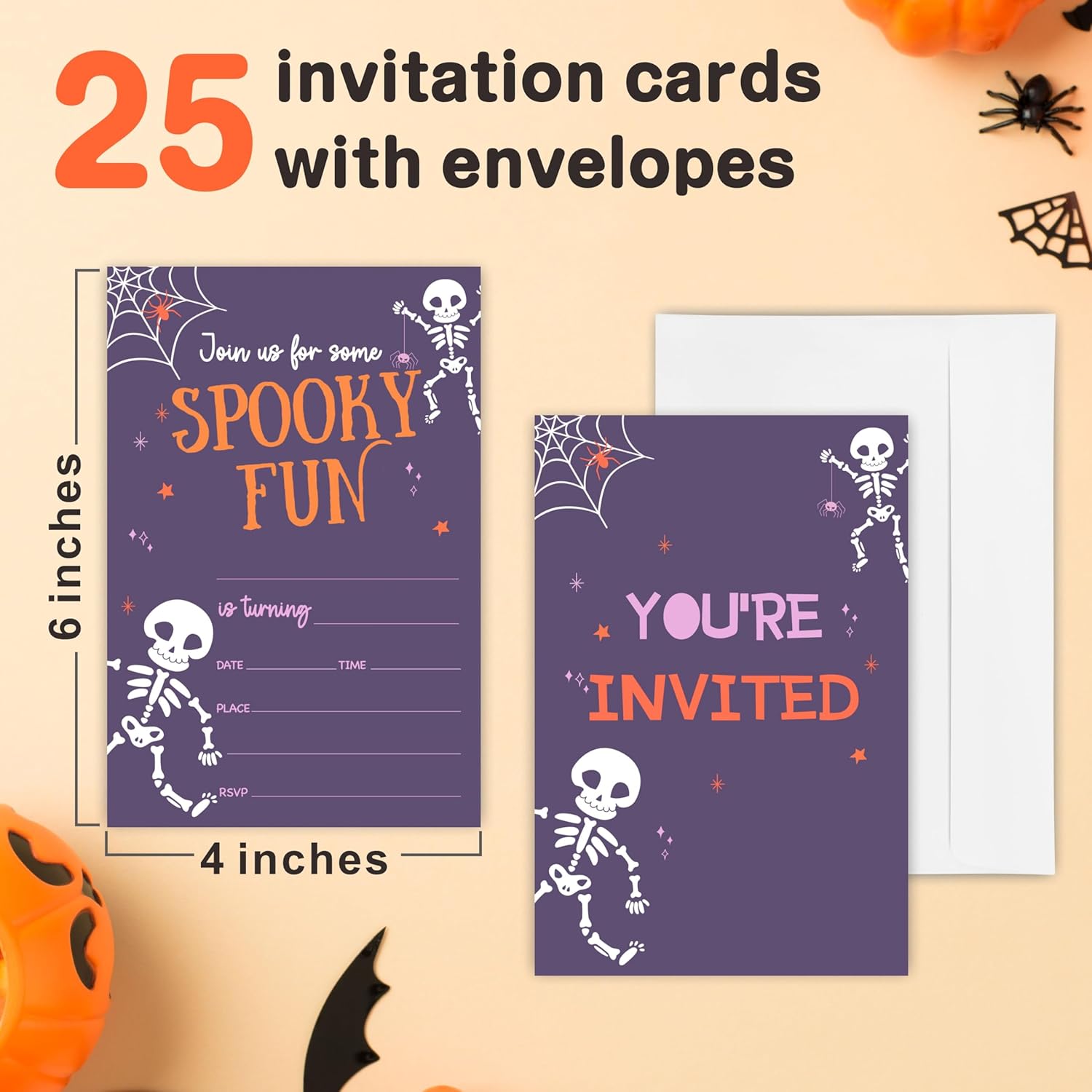 Halloween Party Invitations Set of 25 With Envelopes