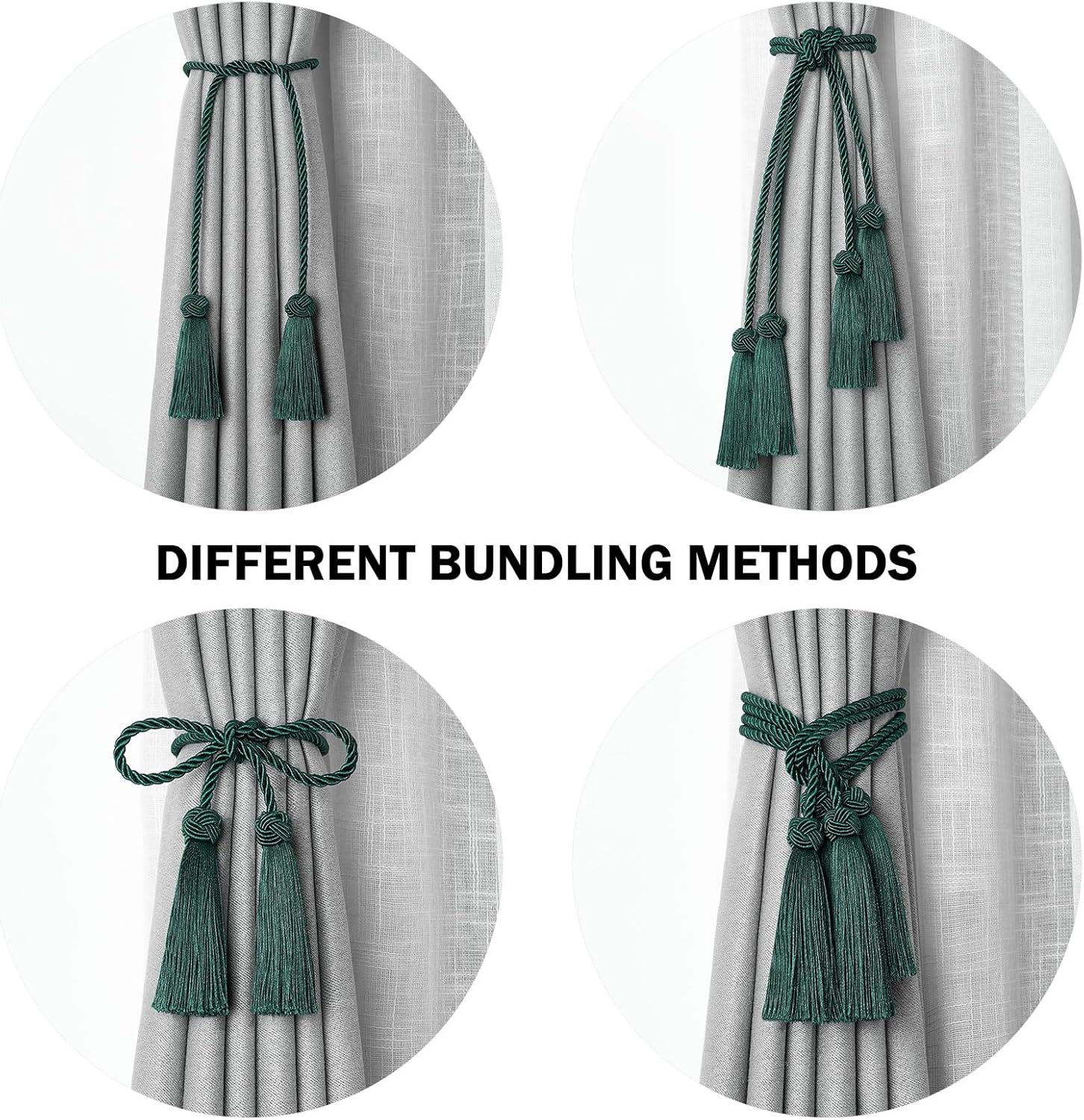 NICEEC 4 Pack Double-Ended Tassel Curtain Tiebacks
