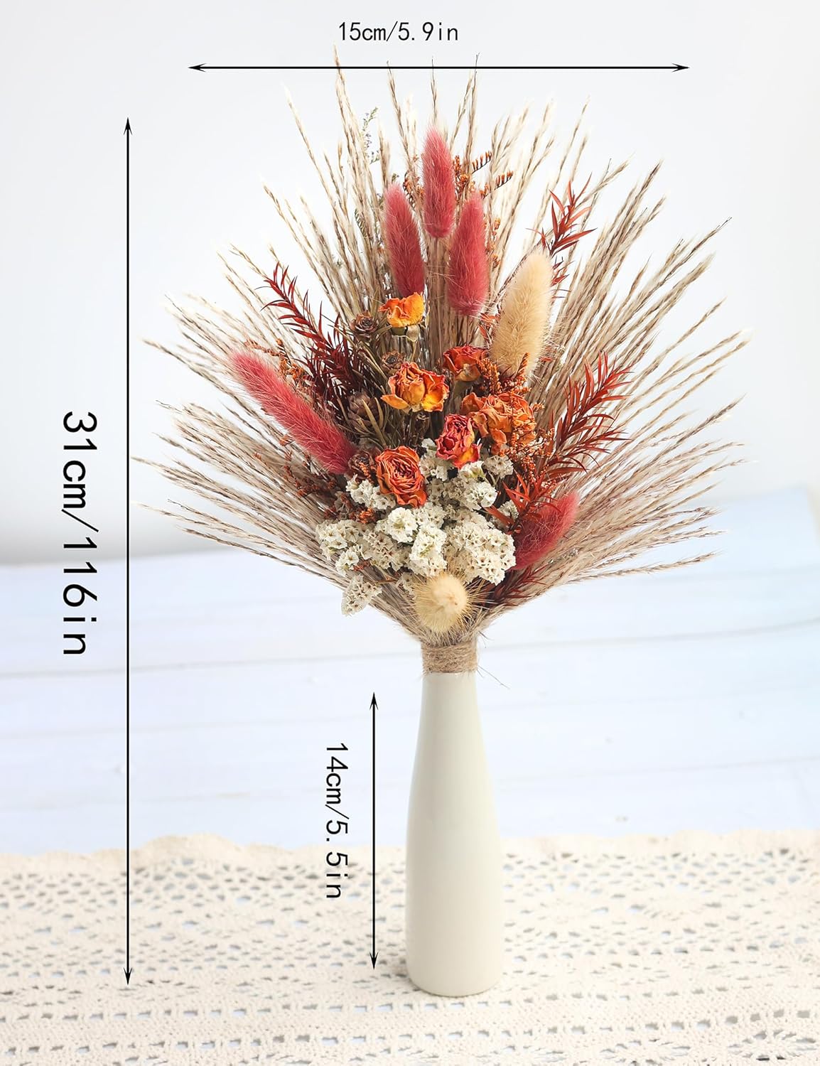 Xins Convey Dried Flower Bouquet with Vase