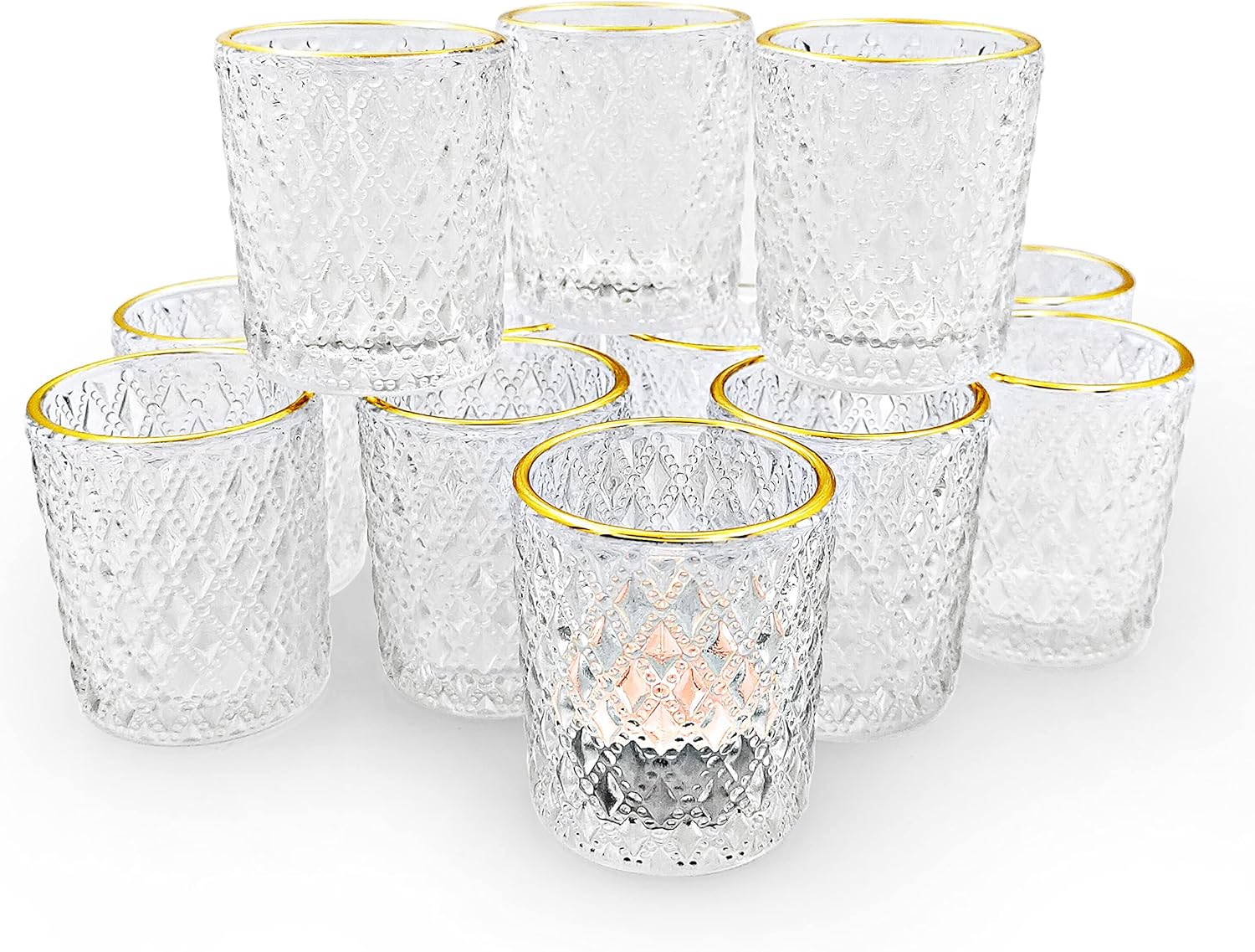 SHMILMH Clear Votive Candle Holders Set of 12