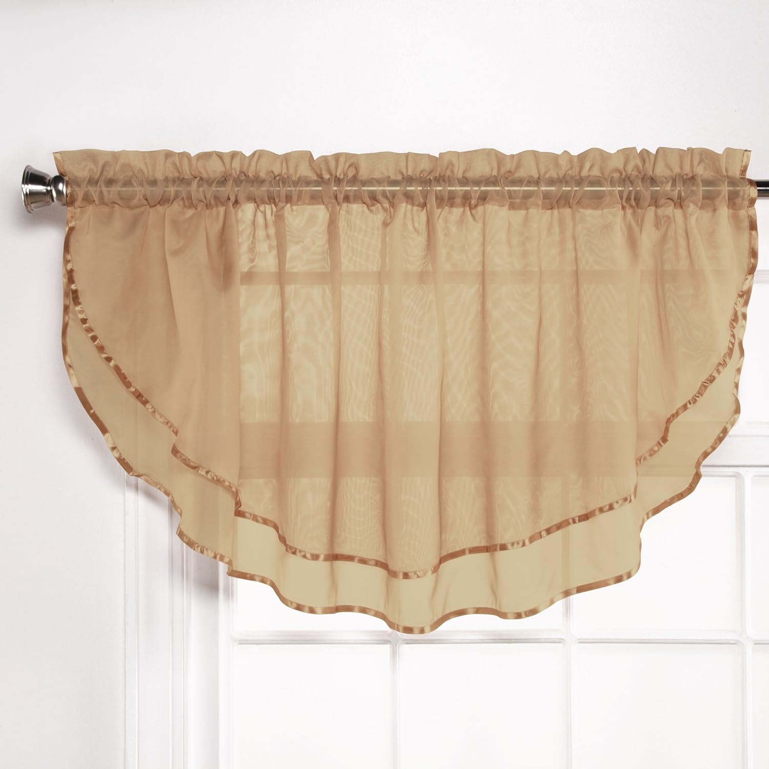 Stylemaster Elegance Sheer Voile Ascot Valance 60x24 Bisque