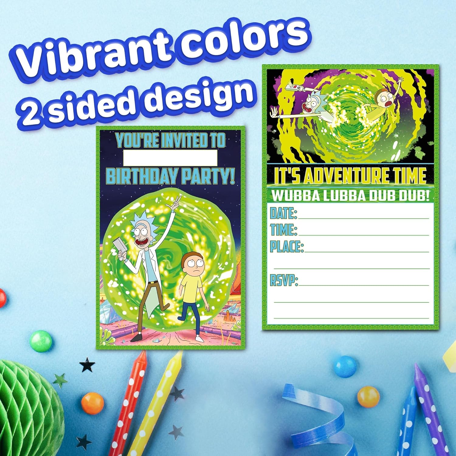 Set of 20 Anime Science Birthday Invites with Envelopes