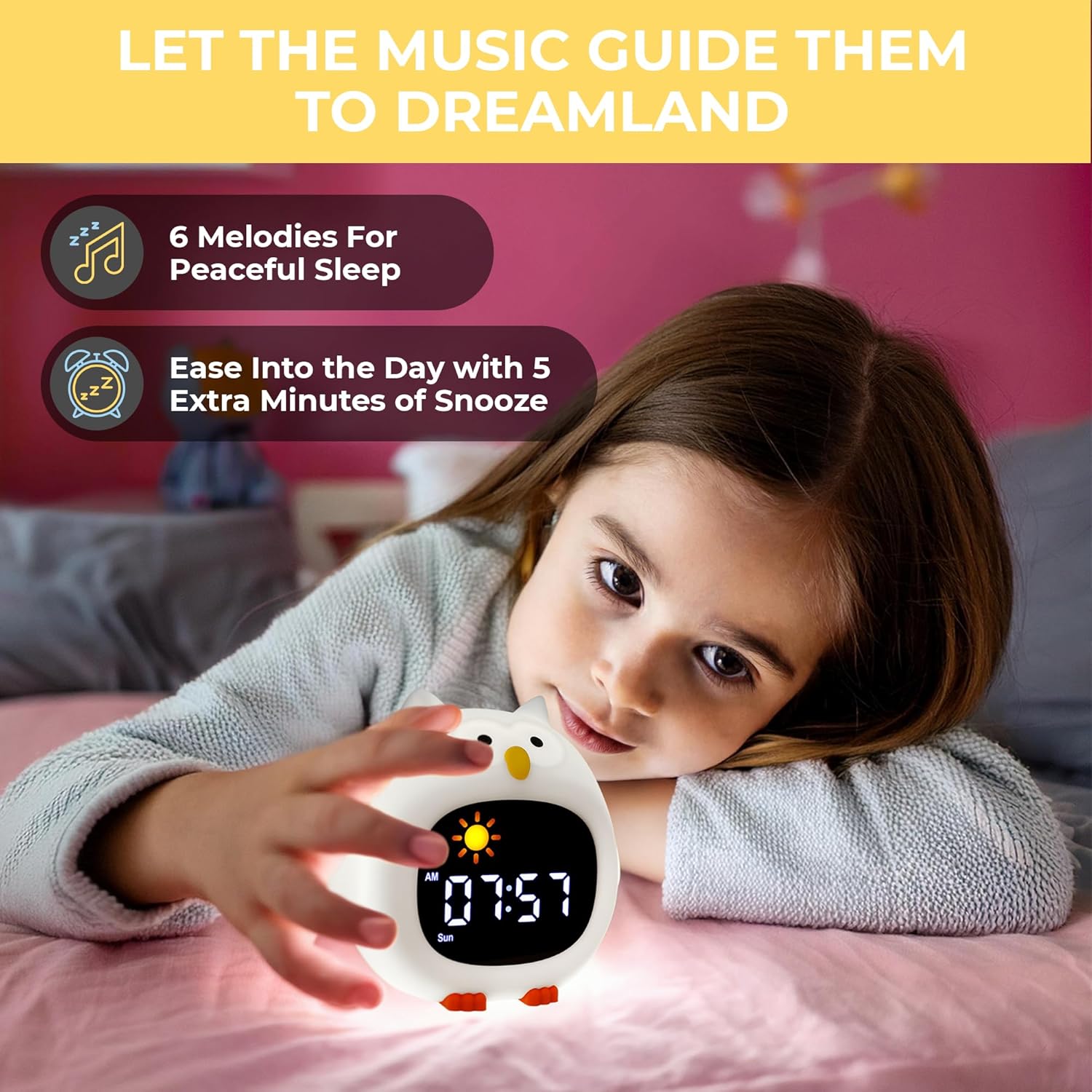 Bumble Bright Kids Alarm Clock with Nightlight and Sound