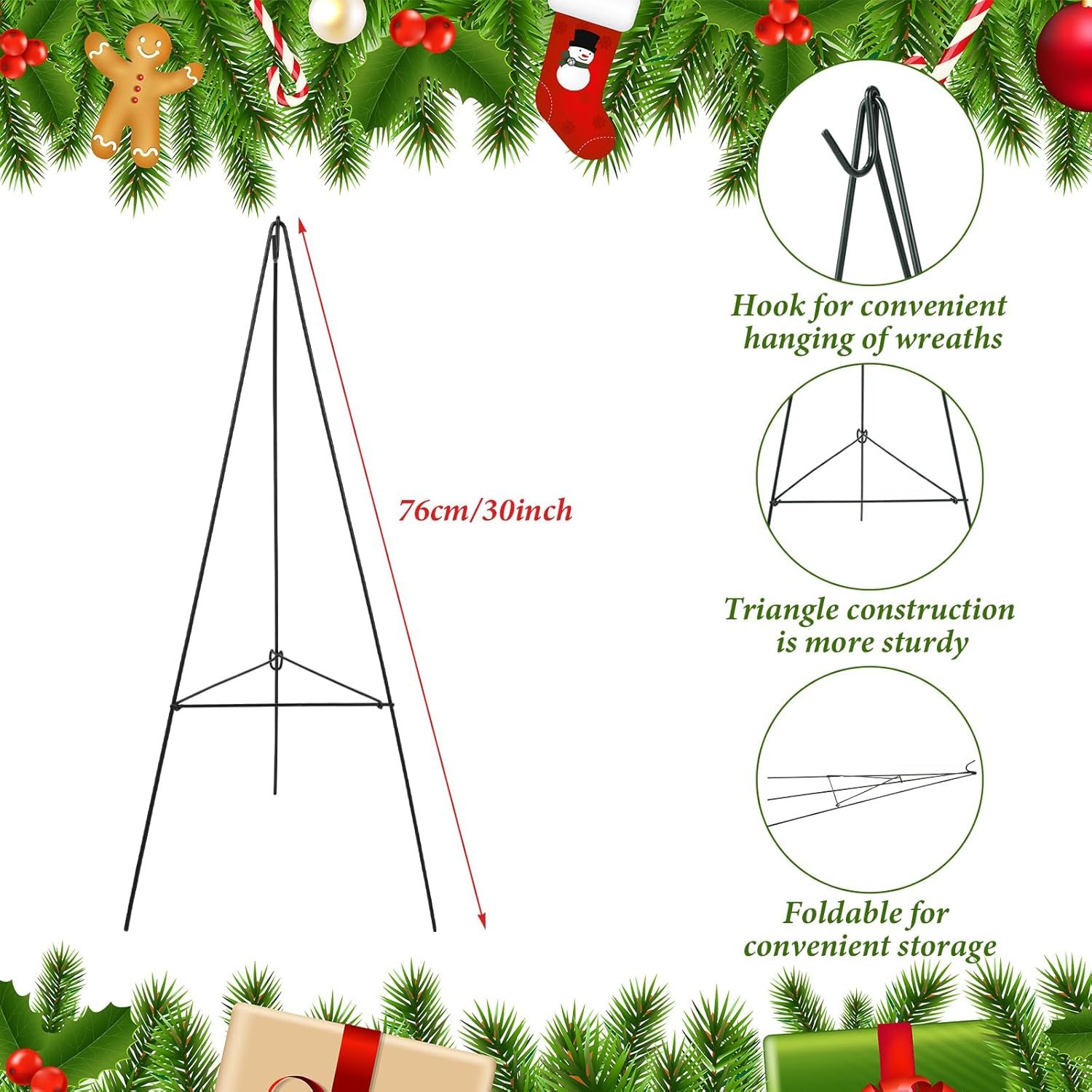 Soaoo Wreath Stand for Grave Marker 30 Inch Metal Easel
