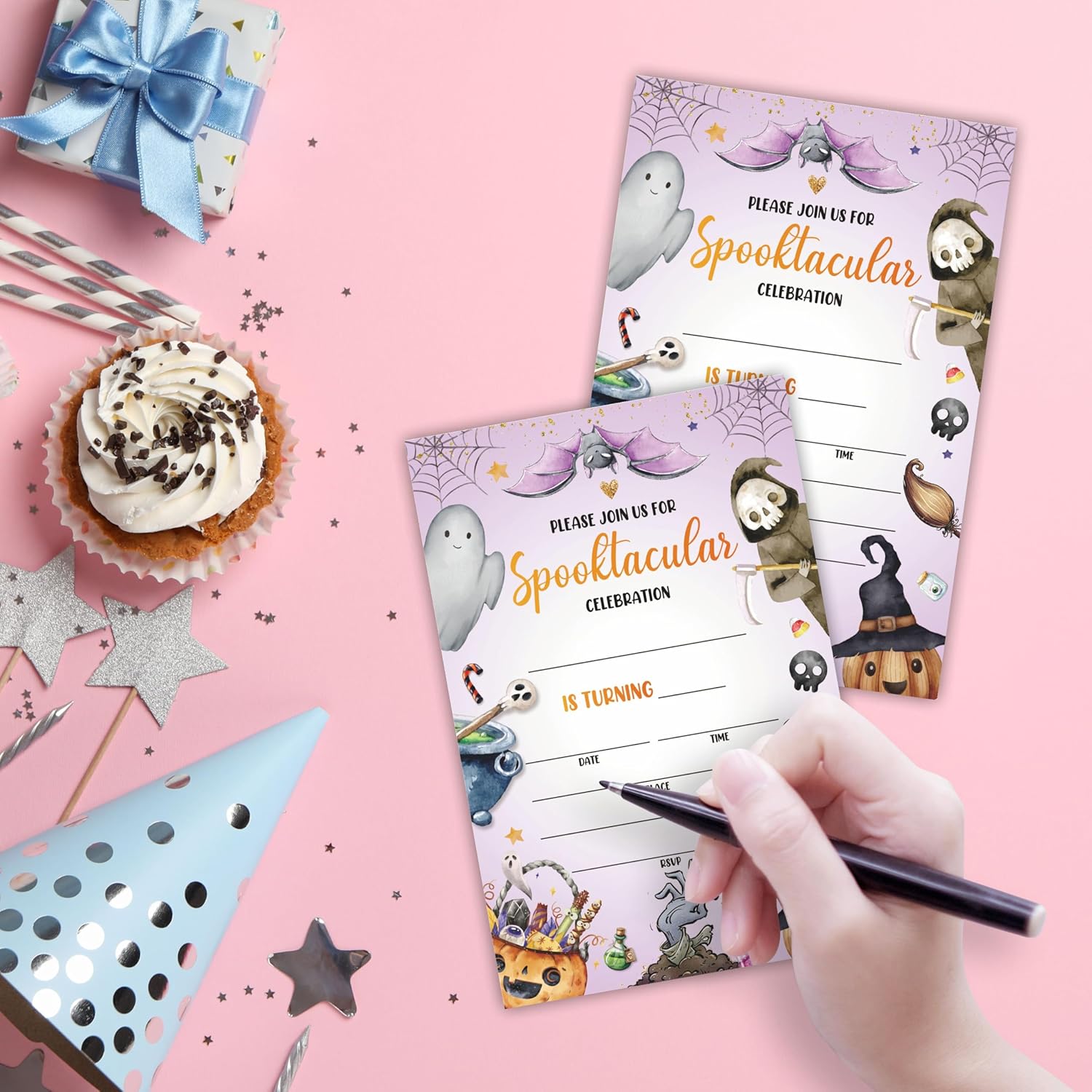 Spooktacular Halloween Party Invitations with Envelopes - 25 PCS Double-Sided Fill-In Style