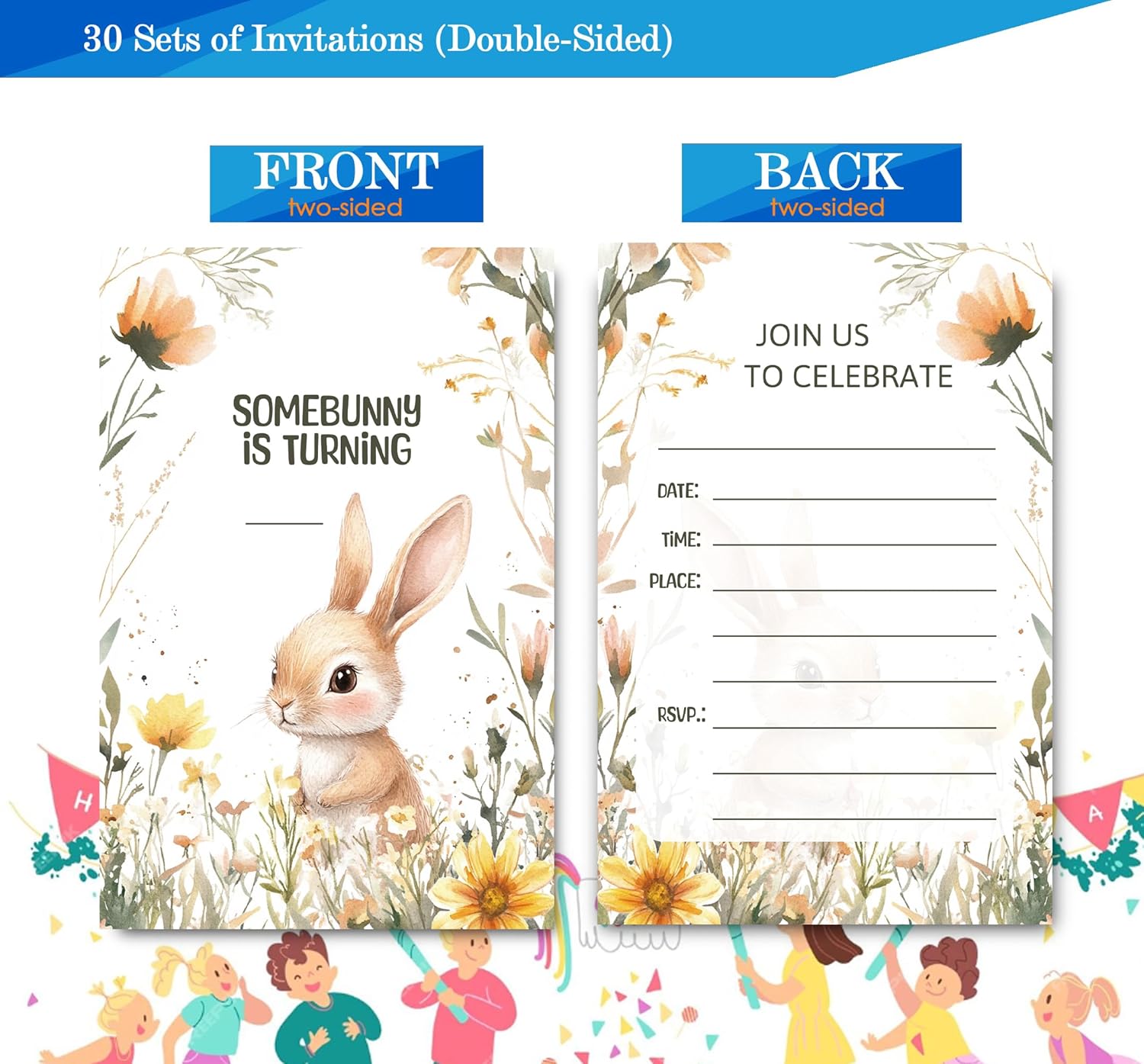 Fablus Birthday Invitations Girls 4x6 Inches 30 Sets with Envelopes