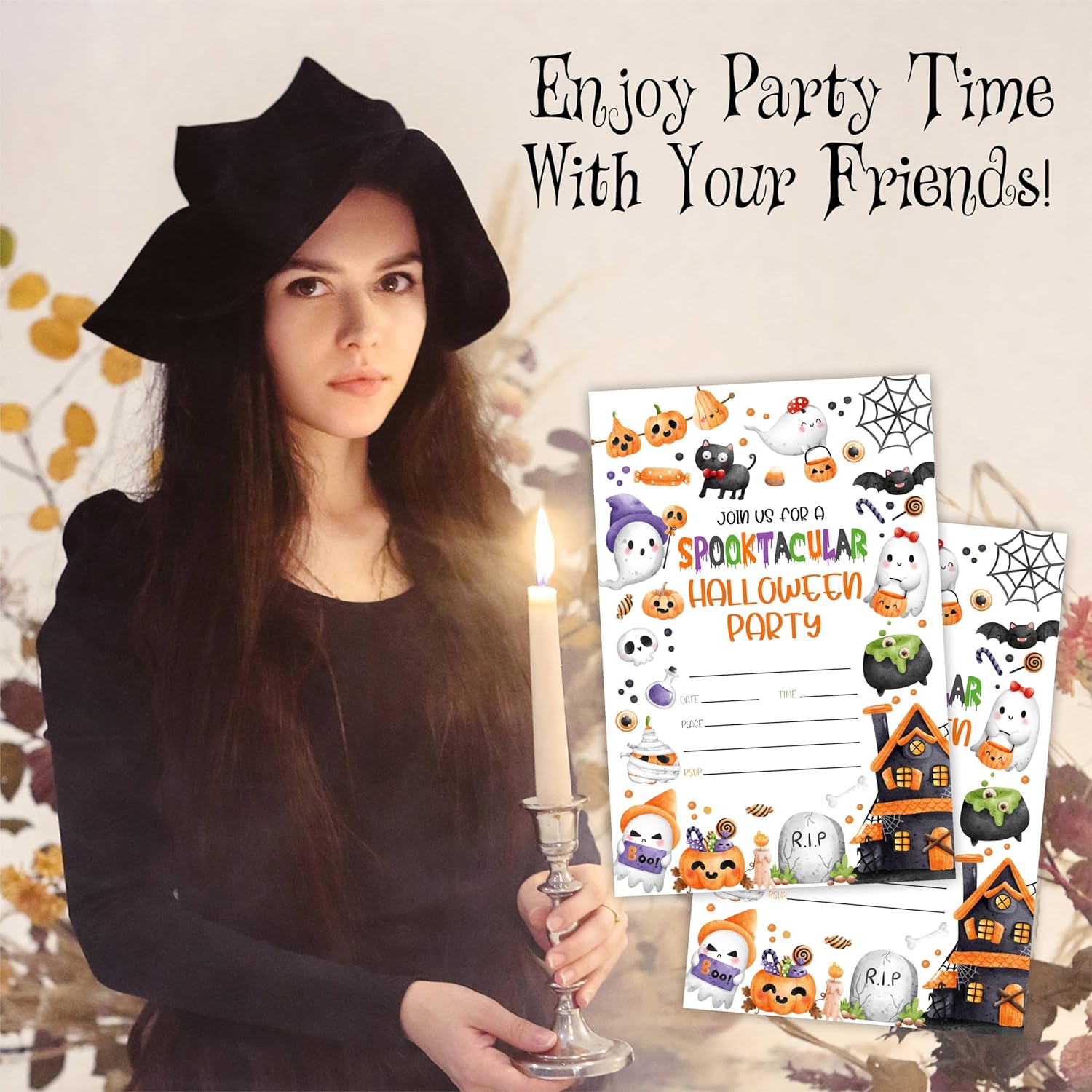 Spooktacular Halloween Party Invitations - 25 Double Sided Fill In Cards With Envelopes