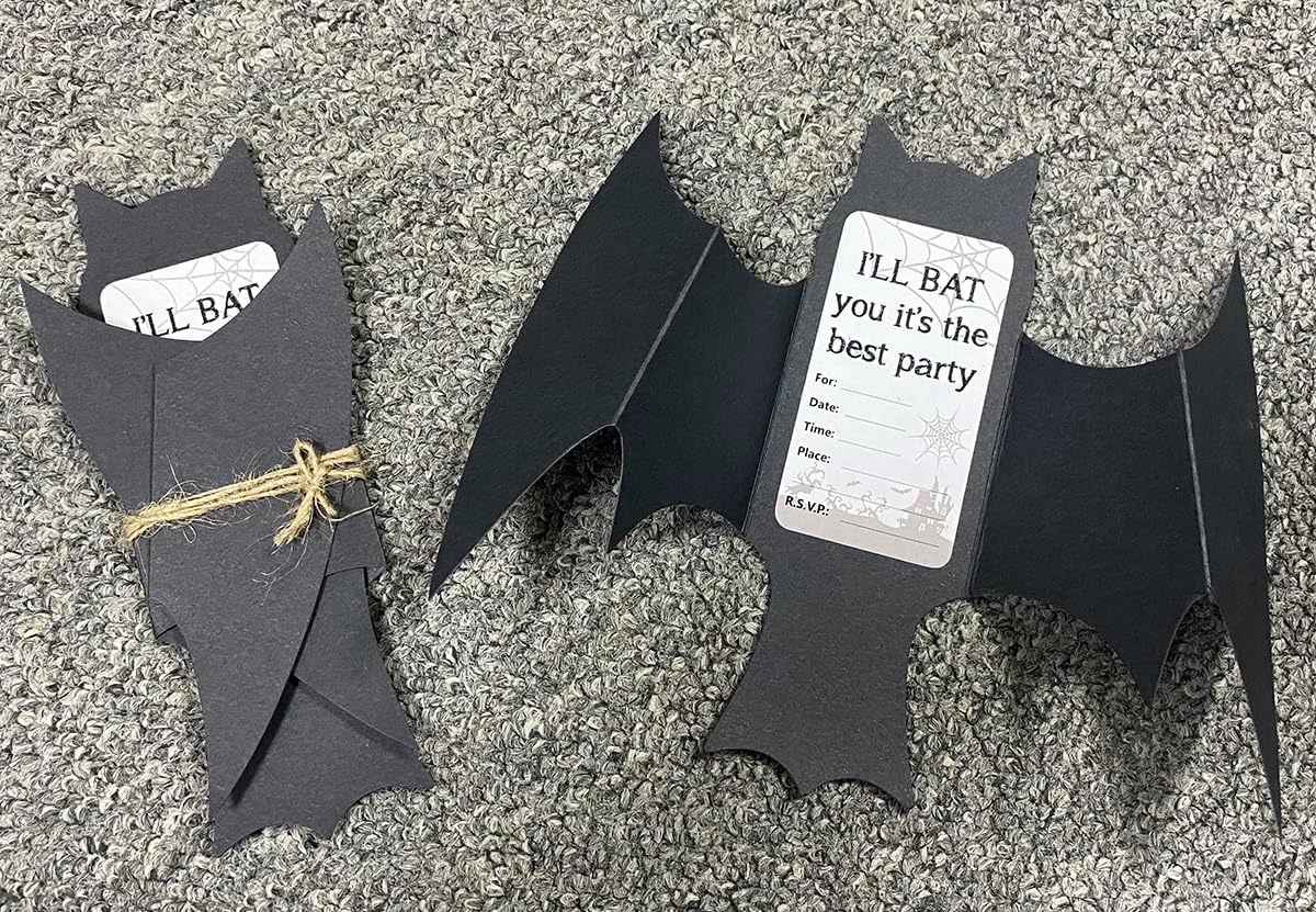 Superhero Party Favor Invitations 20PCS 3D Black Bats Cards