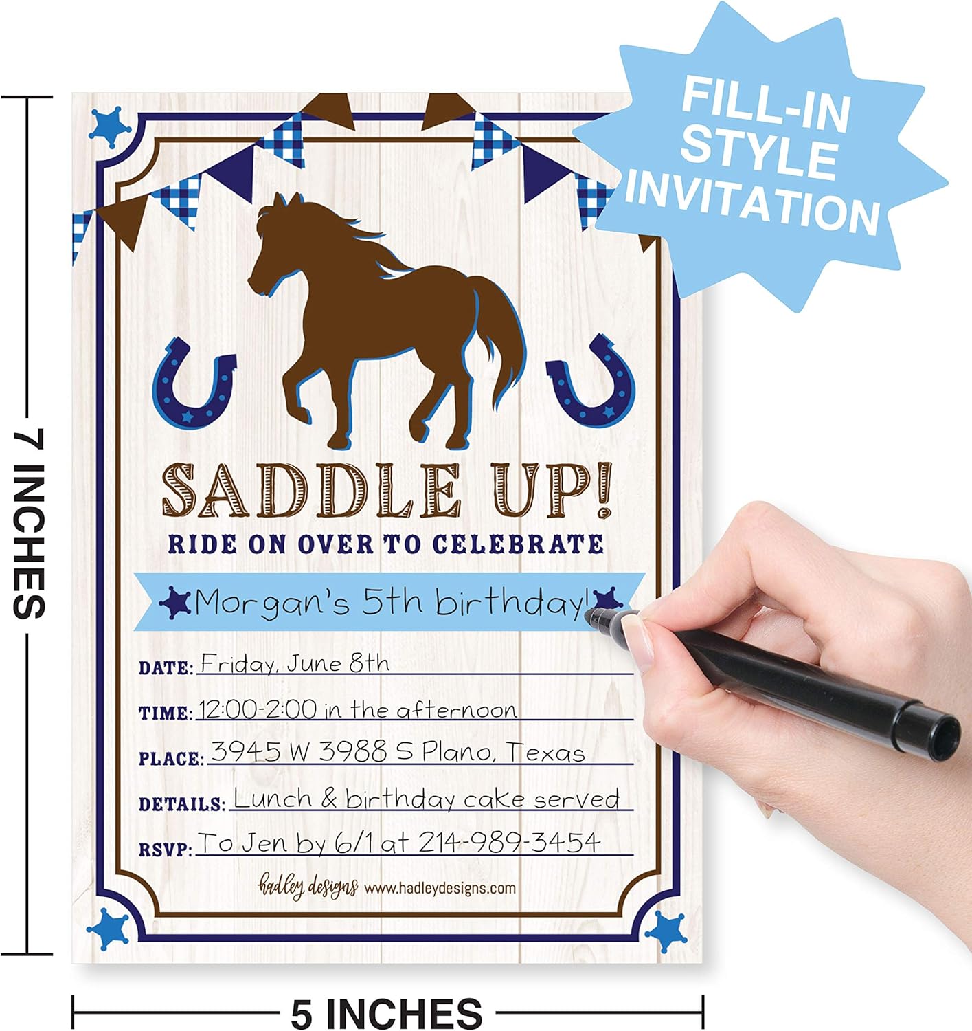 Hadley Designs Pony Barn Birthday Invite Card
