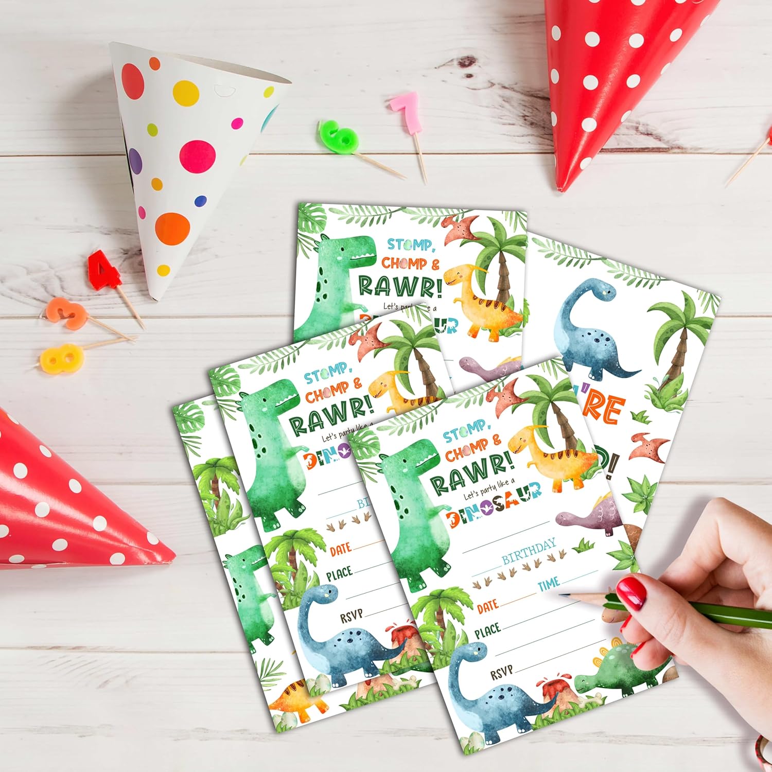 Dinosaur Birthday Invitations 25 Double Sided Cards with Envelopes