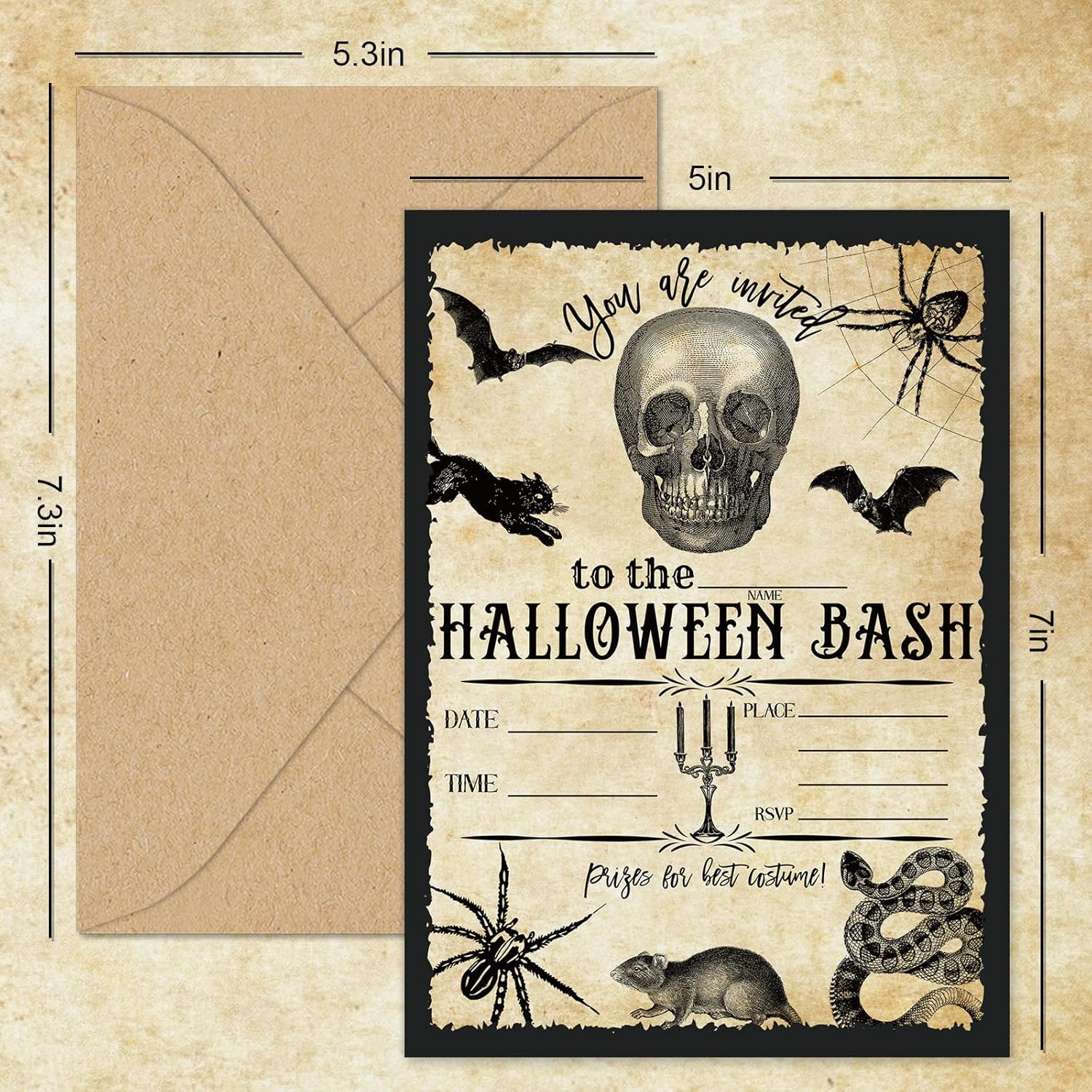 Whaline Halloween Invitation Cards with Envelopes Set of 25