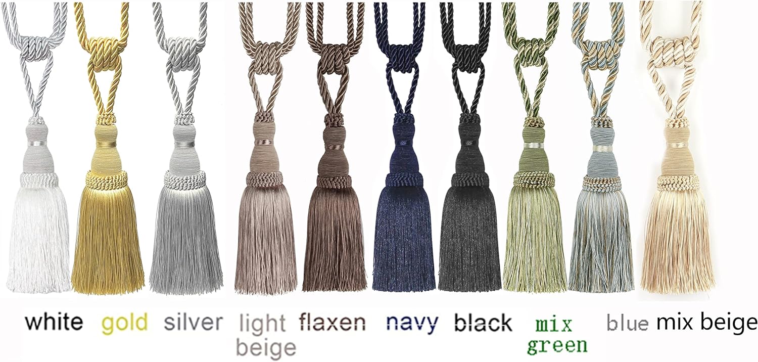 BEL AVENIR 2 Pack Navy Curtain Tiebacks with Tassels