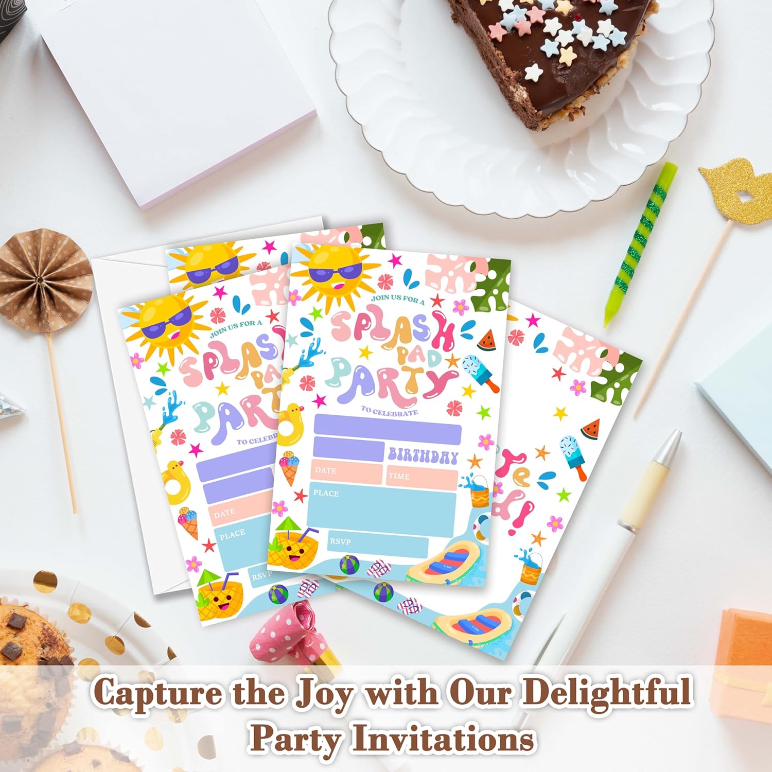 OXRUN Splash Birthday Invitations Set of 20 with Envelopes