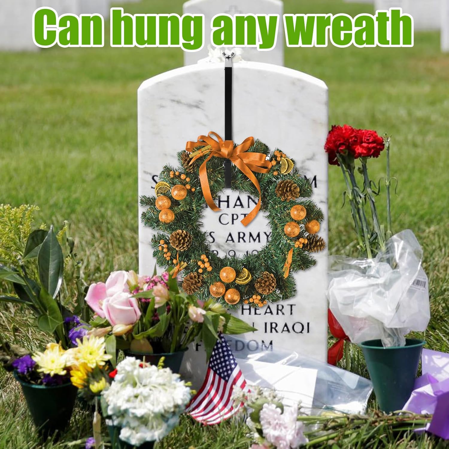 Adjustable Wreath Hanger for Headstones Durable Stainless Steel 6-11 Inch Fit