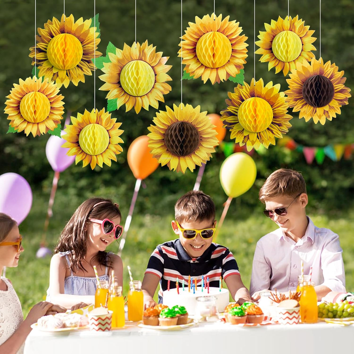 Paper Jazz Sunflower Honeycomb Decorations Set