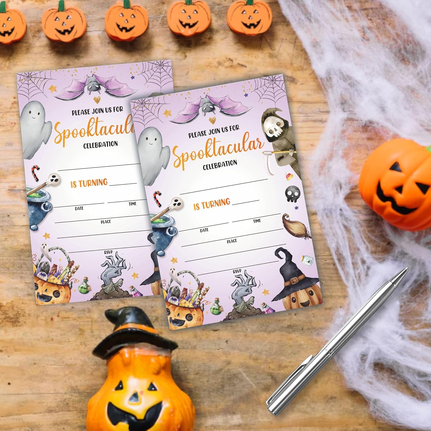 Spooktacular Halloween Party Invitations with Envelopes - 25 PCS Double-Sided Fill-In Style