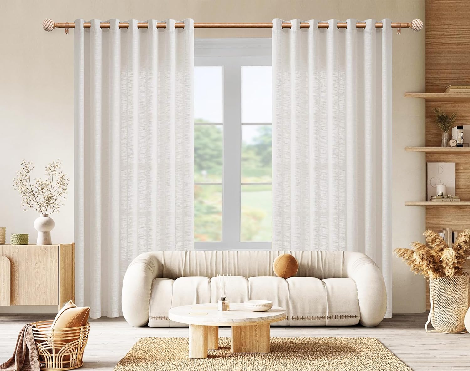 Wood Grain Curtain Rod 32-120 Inches Boho Style