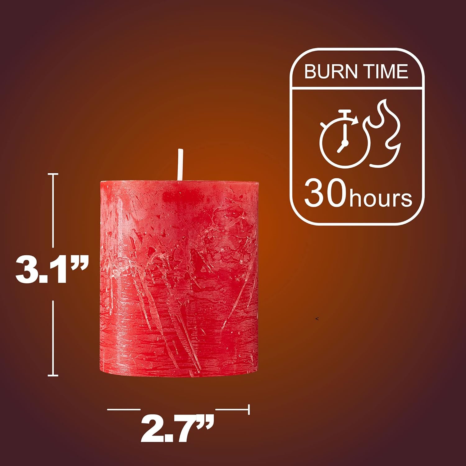 SPAAS Rustic Red Pillar Candles Set of 4