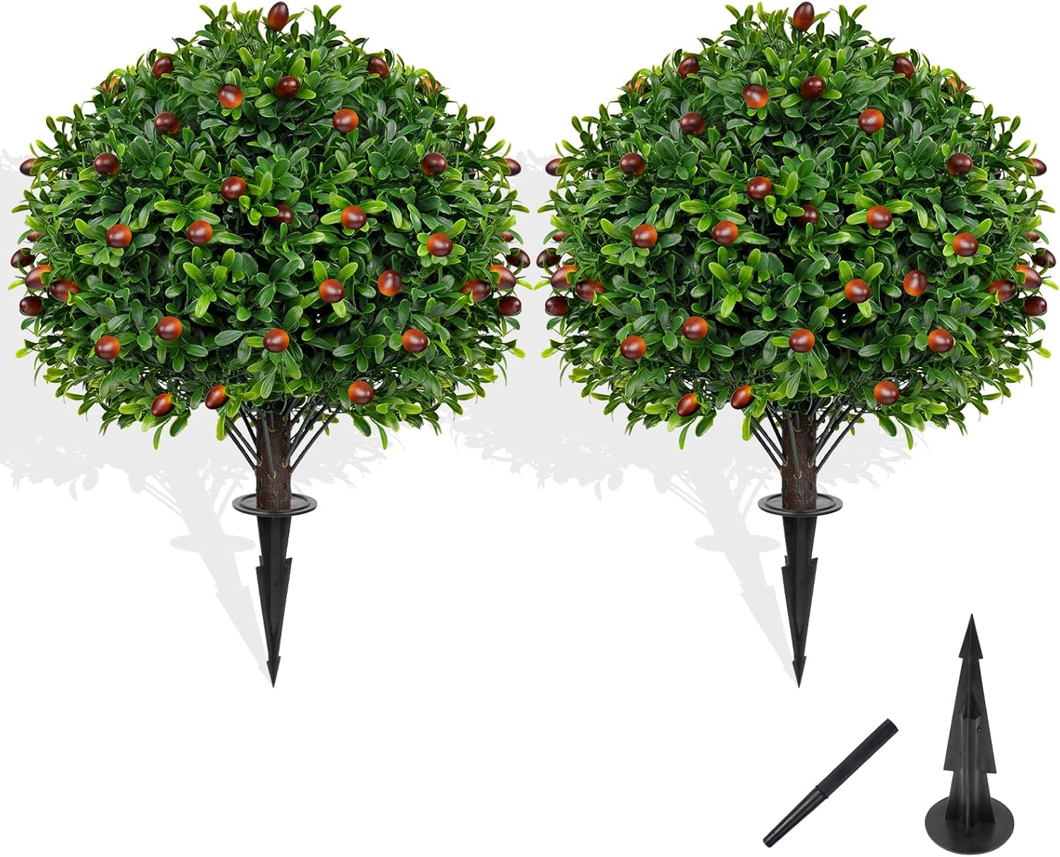 Artificial Boxwood Topiary Set of 2 for Porch and Outdoor
