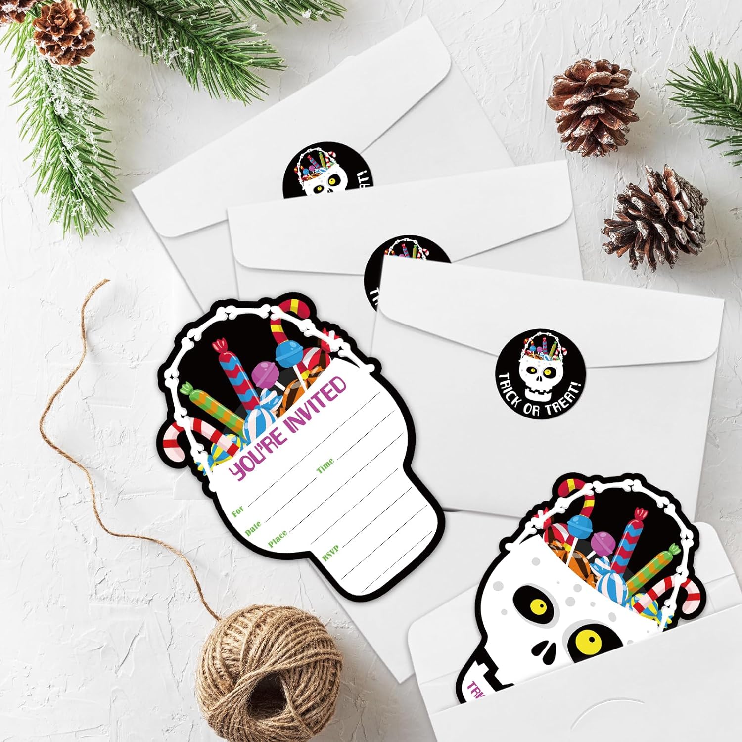 REWIDPARTY Halloween Party Invitations Set of 15