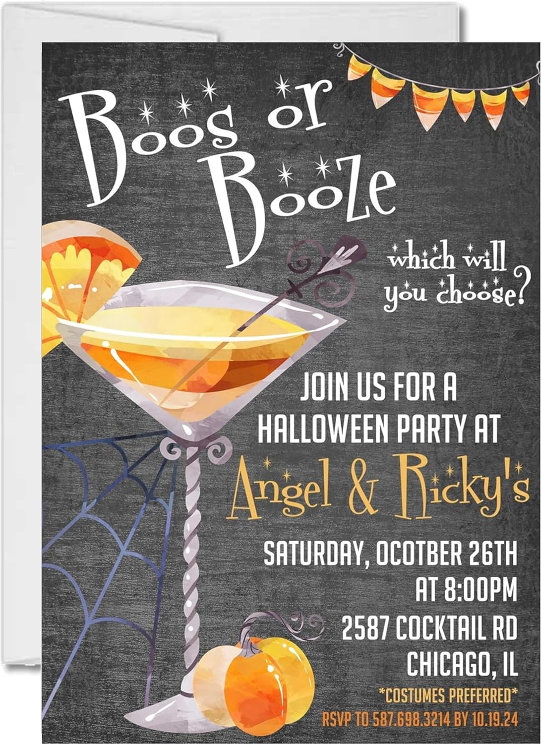 Adult Halloween Booze Cocktail Party Invites With Envelopes