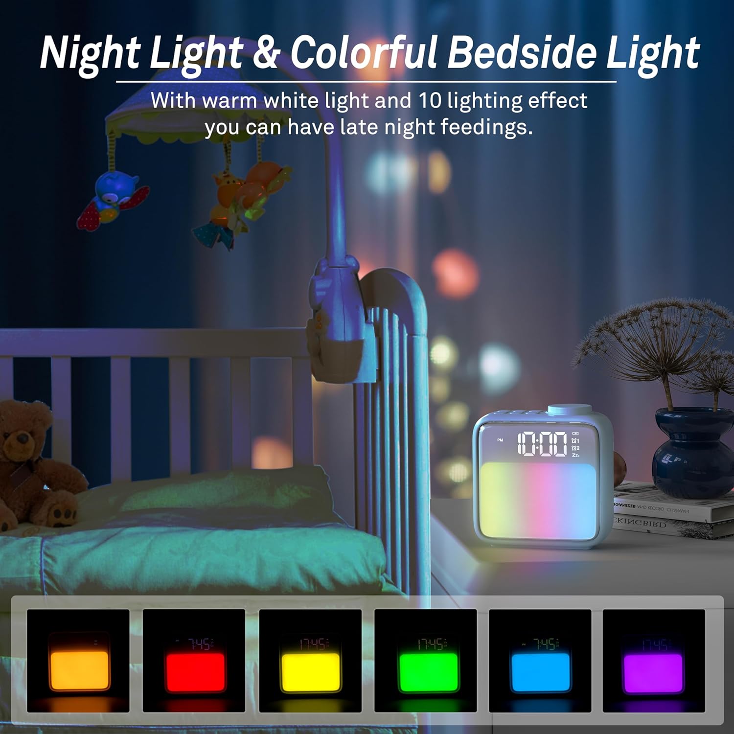 Airivo Alarm Clock Night Light with 6 Scenes and White Noise