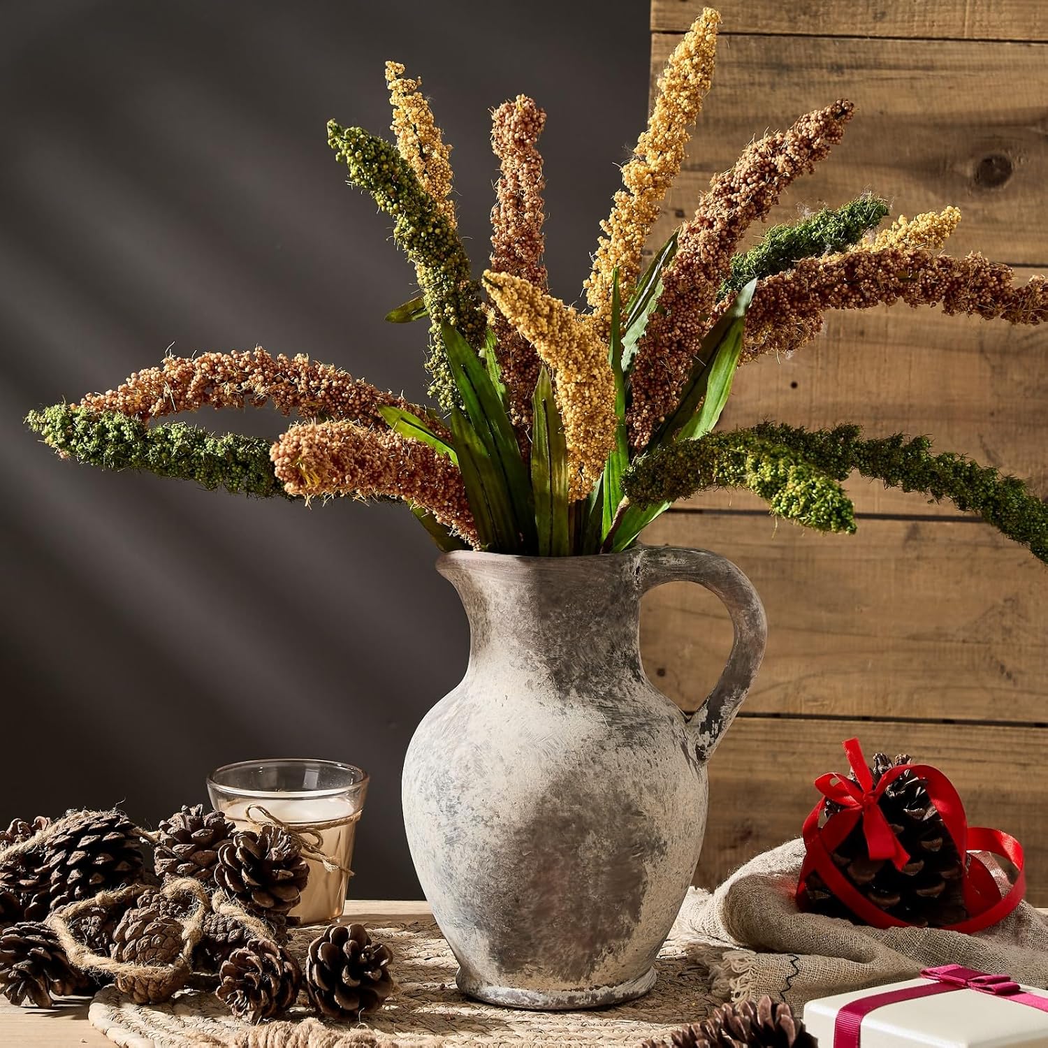 SIDUCAL Ceramic Rustic Farmhouse Vase Set