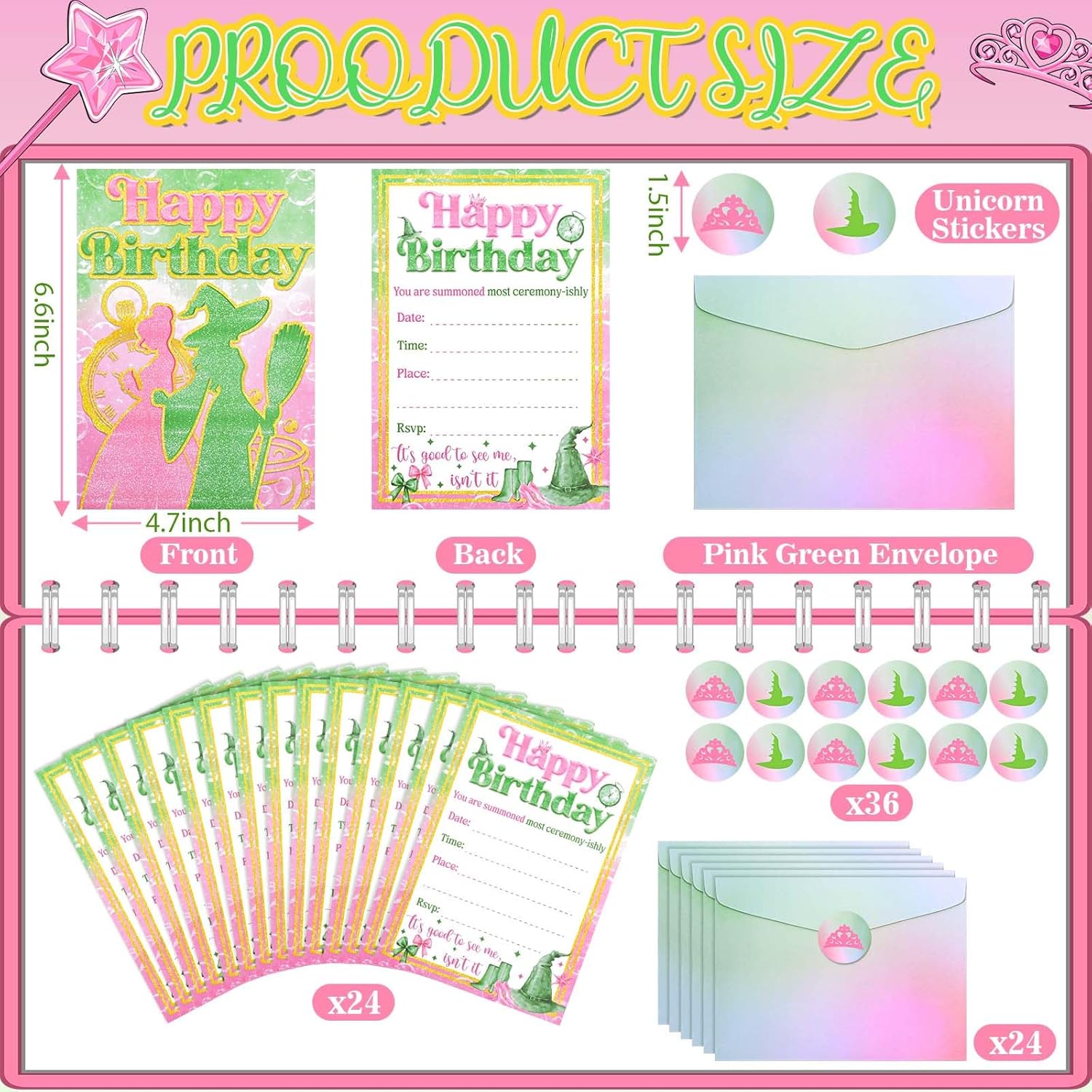 Kavoc 24 Pack Witch Invitation Cards with Envelopes