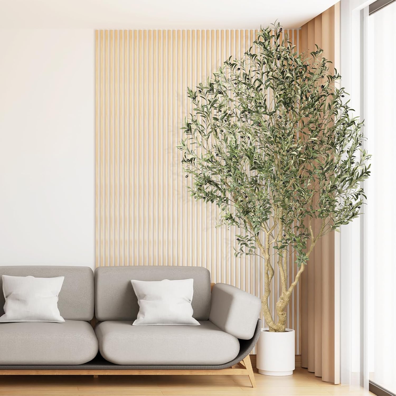 Realead 8ft Artificial Olive Tree with Realistic Leaves and Olives