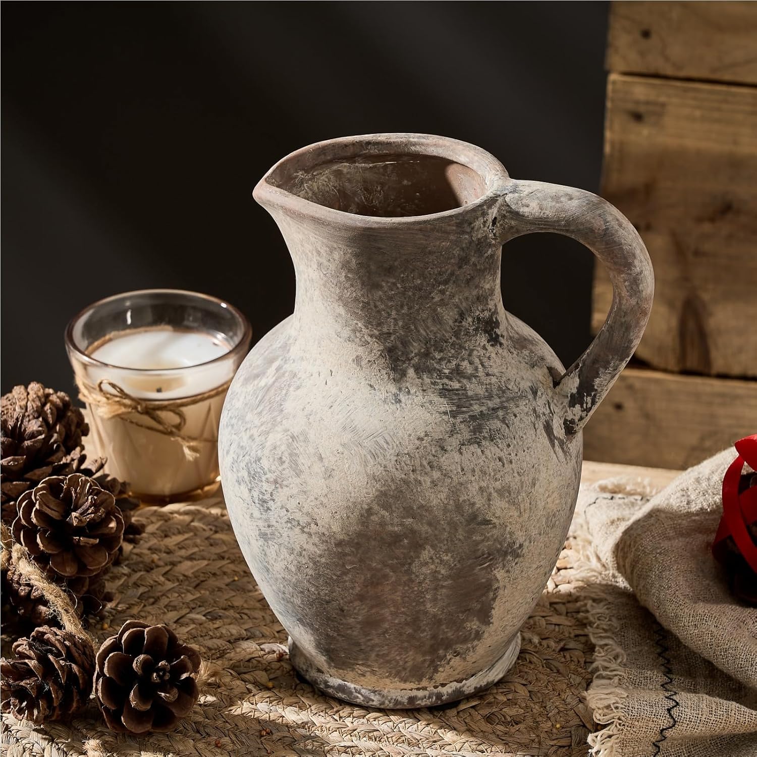 SIDUCAL Ceramic Rustic Farmhouse Vase Set