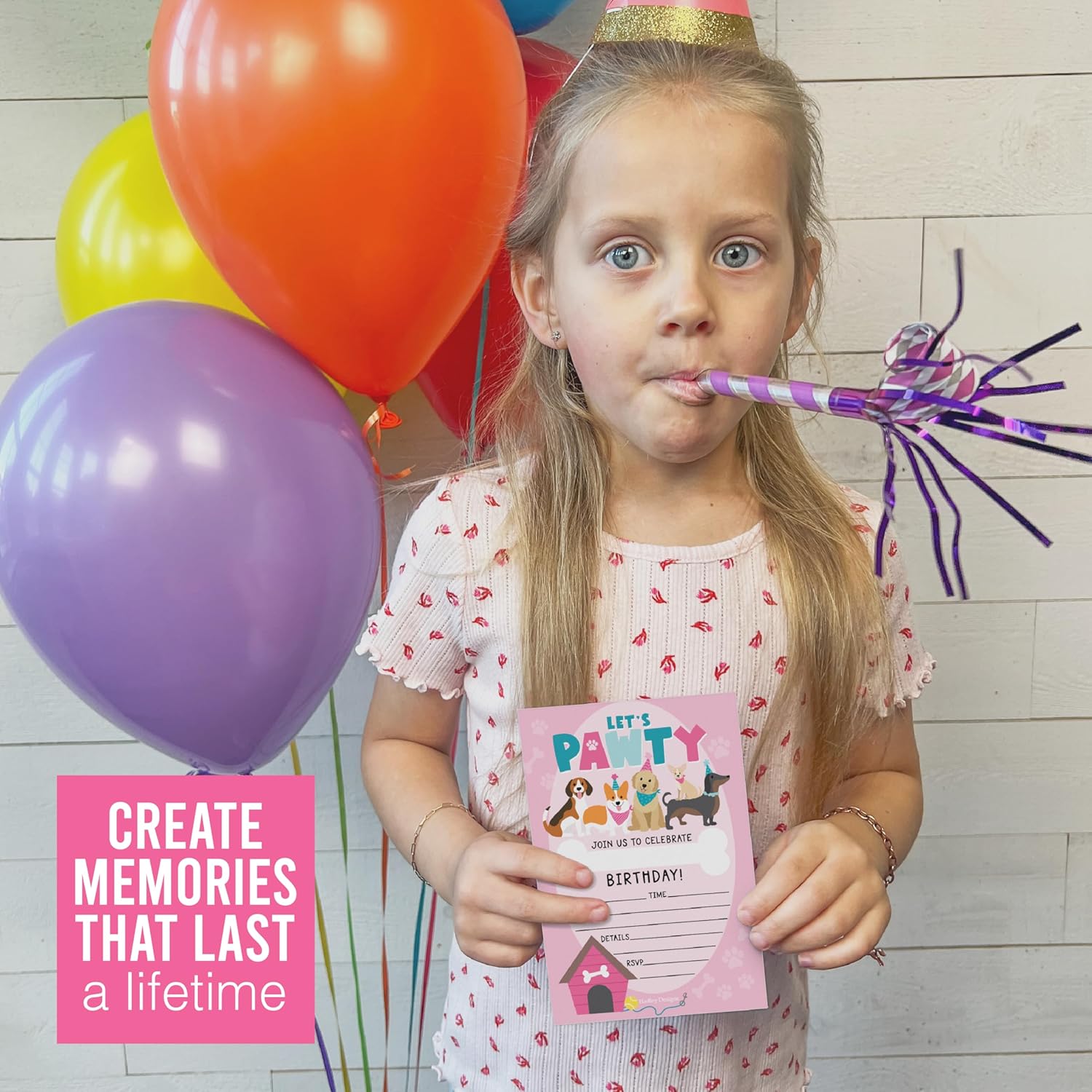 Hadley Designs 15 Dog Themed Birthday Invitations for Girls