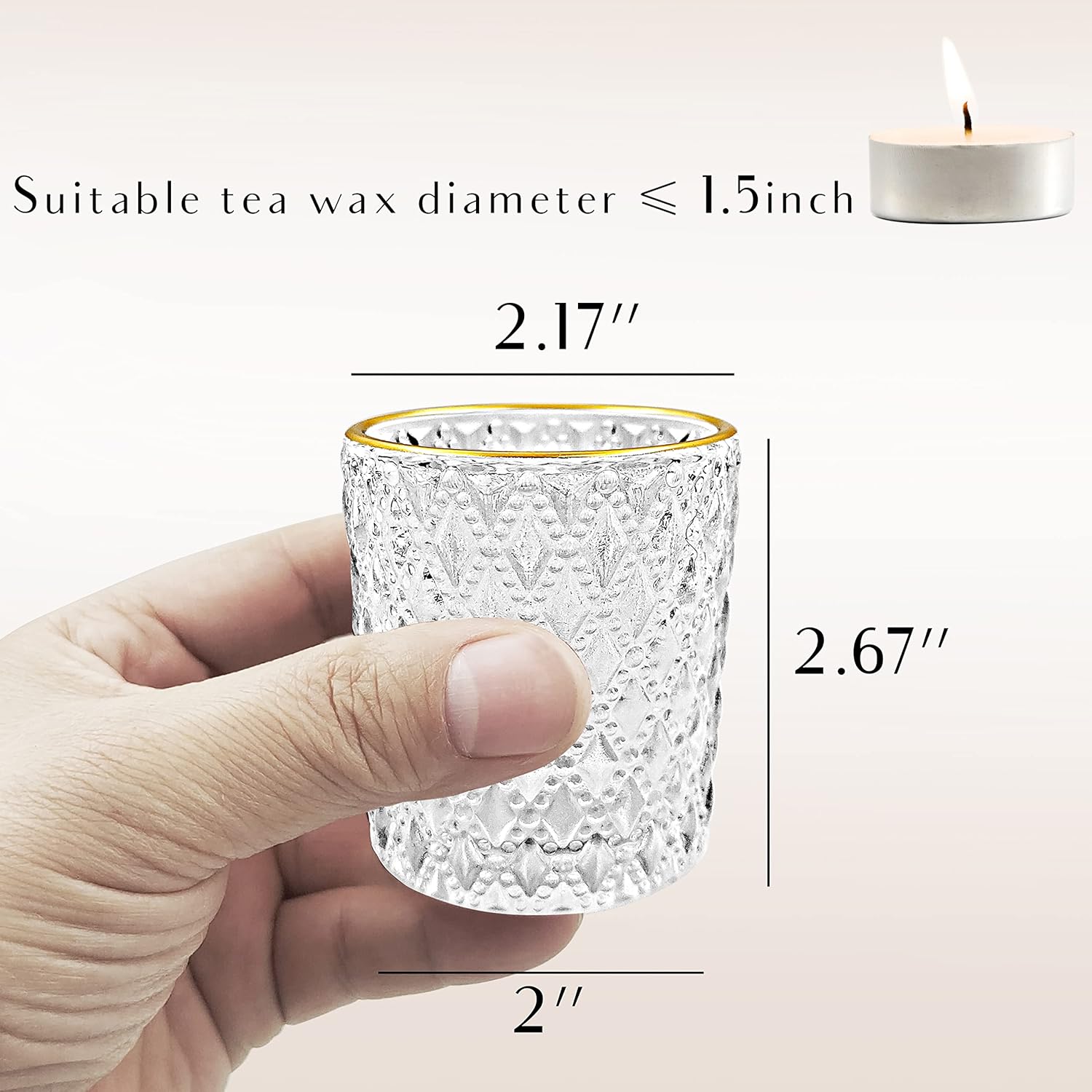 SHMILMH Clear Votive Candle Holders Set of 12