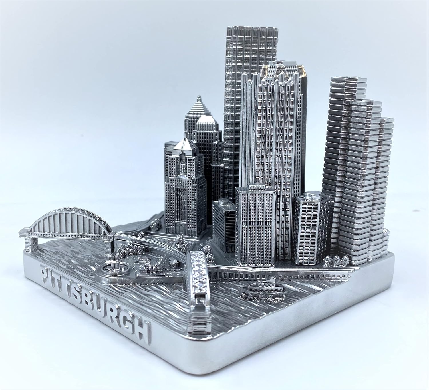 Pittsburgh 3D City Famous Building Model Statue Silver 4 Inch