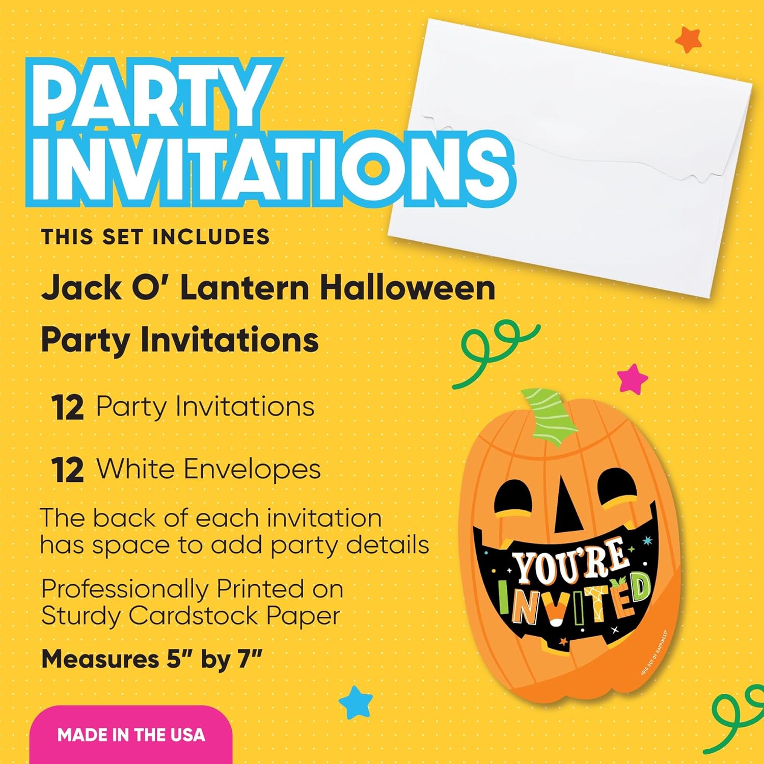 Big Dot of Happiness Jack-O-Lantern Halloween Invitation Set of 12