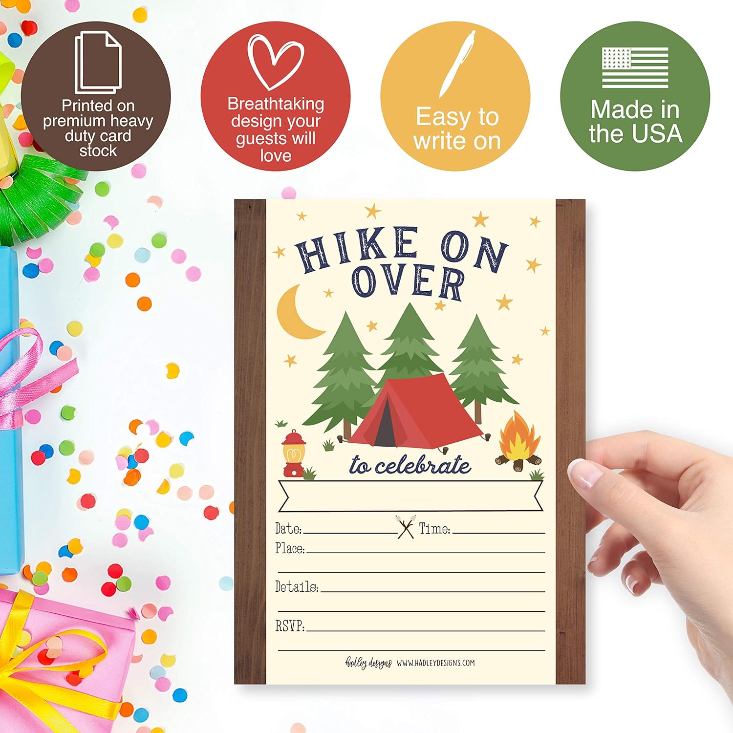 Hadley Designs 25 Camping Birthday Invitations