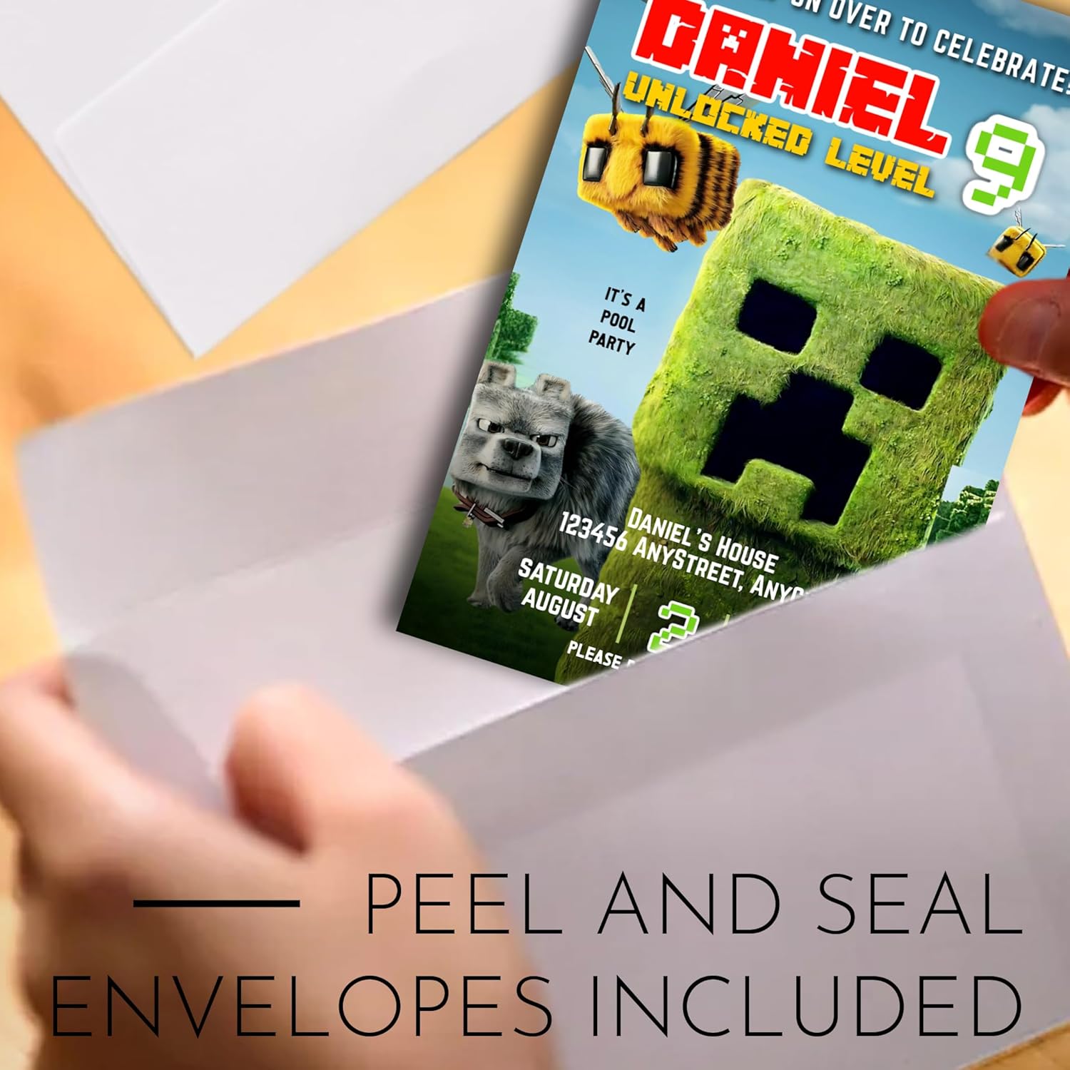 Personalized 12 Party Invites With 12 Envelopes Gaming Theme Birthday Invitations